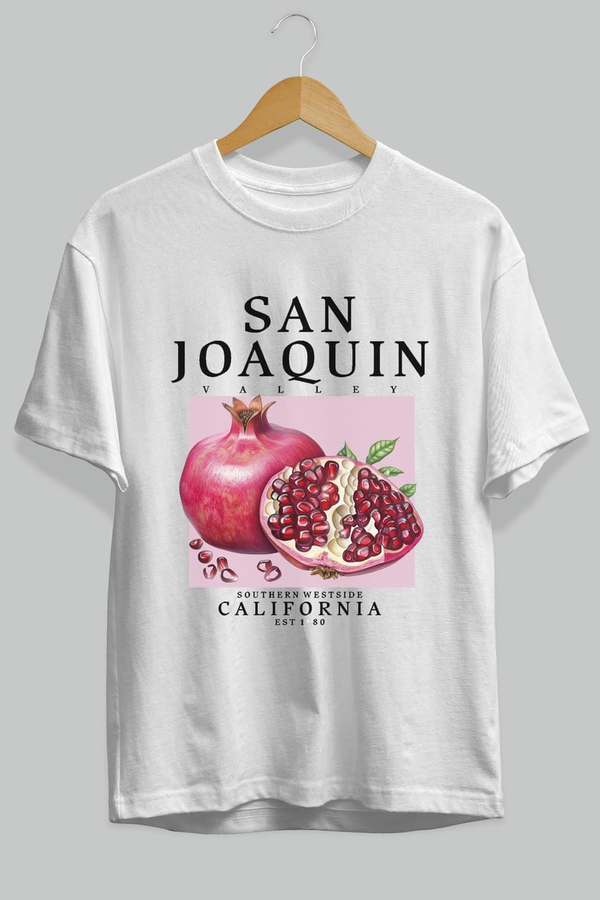 San Joaquin Nar Ön Baskılı Oversize t-shirt Erkek Kadın Pamuk Bisiklet Yaka tişort