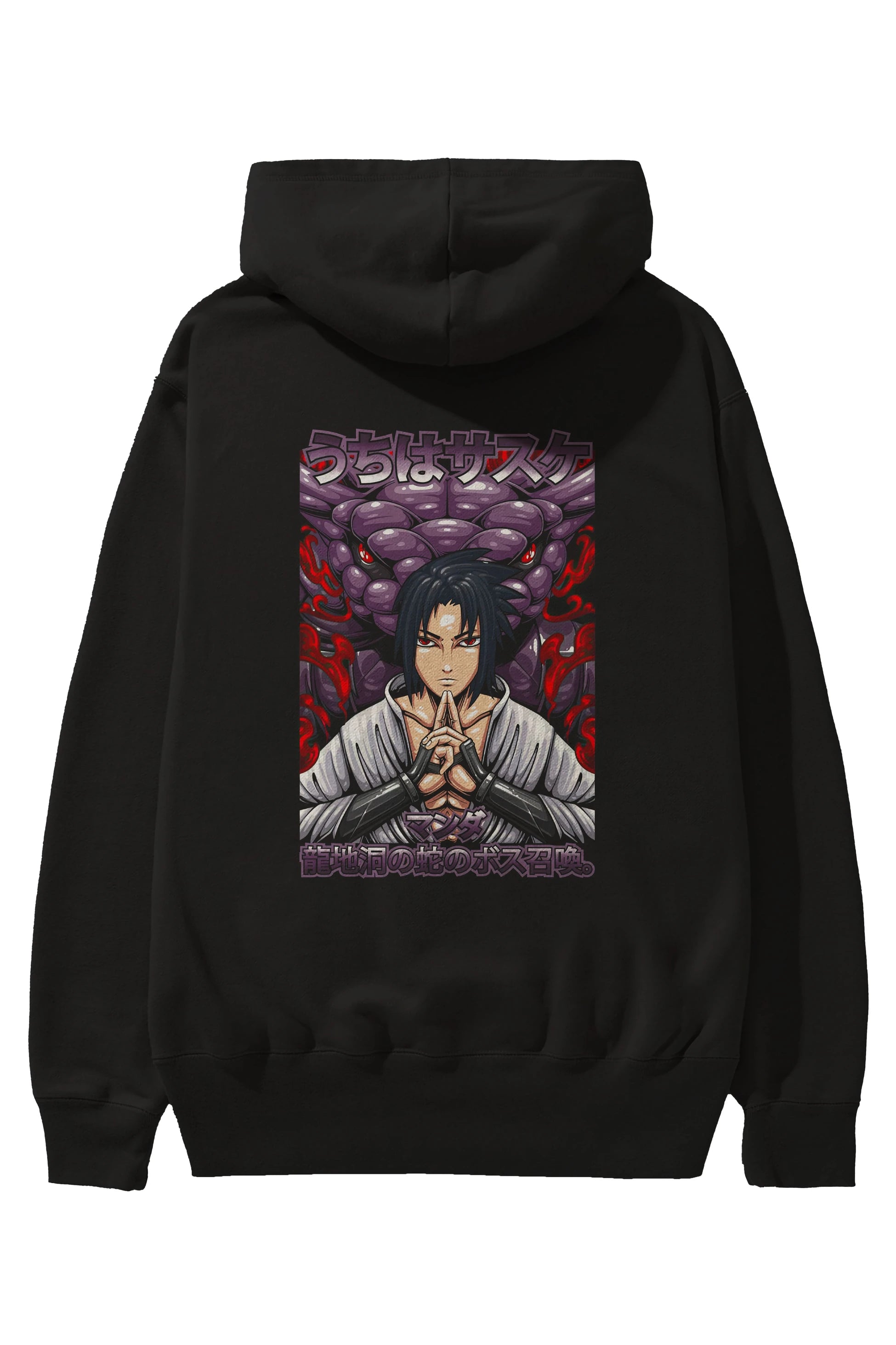 NARUTO SASUKE UCHIHA Anime Arka Baskılı Hoodie Oversize Kapüşonlu Sweatshirt Erkek Kadın Unisex