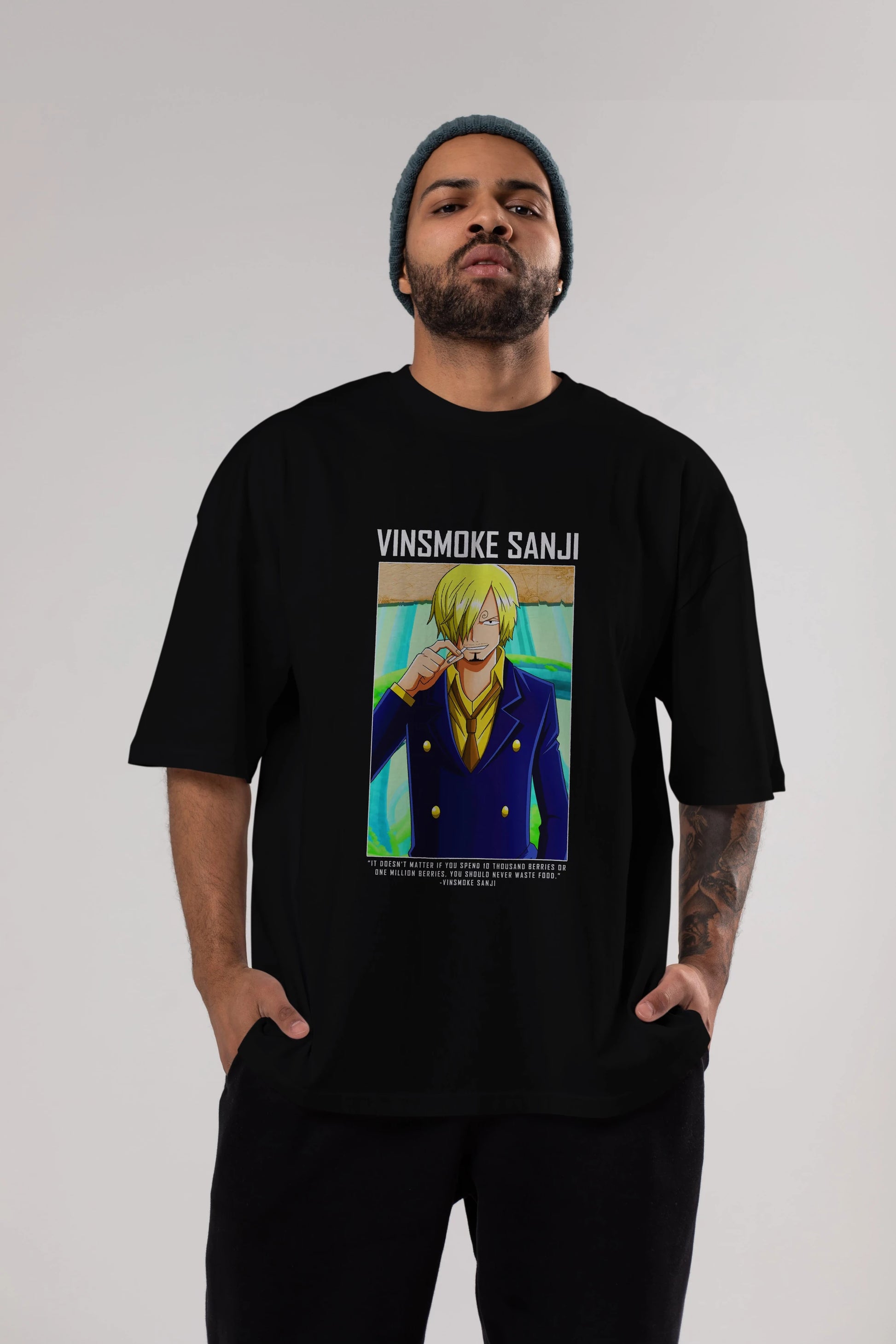 Sanji 2 Anime Ön Baskılı Oversize t-shirt Erkek Kadın Unisex