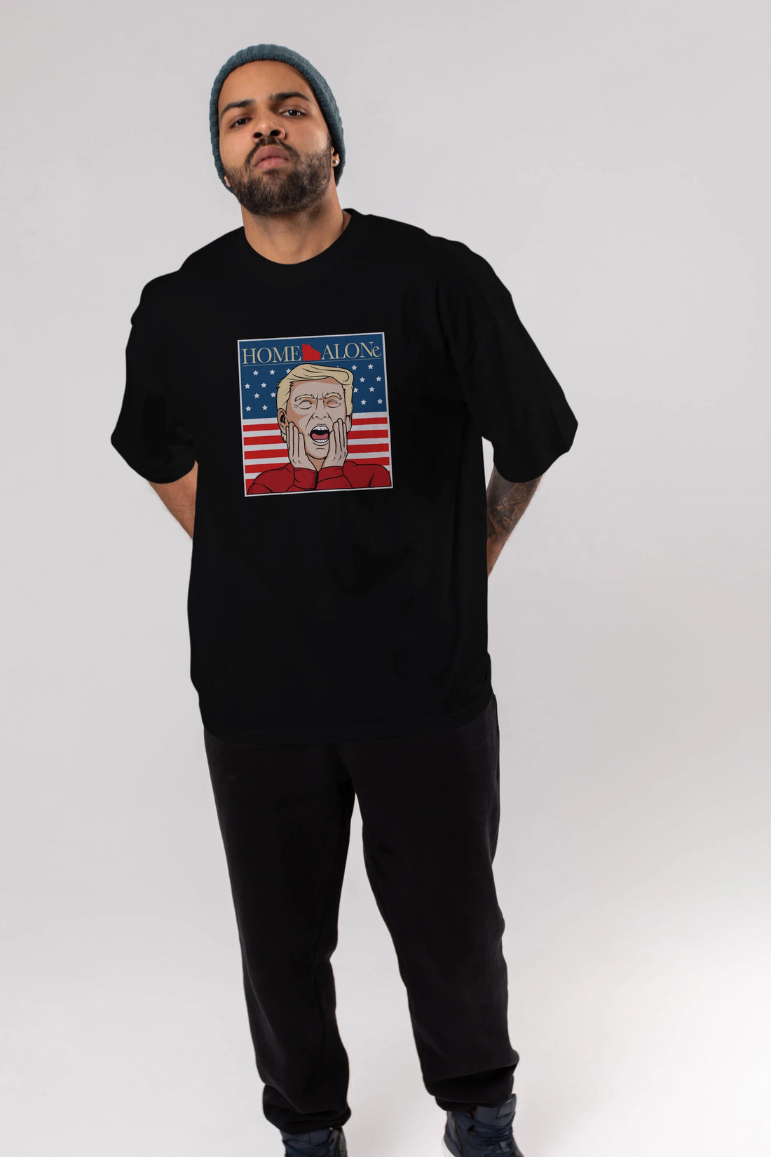 Home Alone Trump Ön Baskılı Oversize t-shirt Erkek Kadın Unisex %100 Pamuk tişort