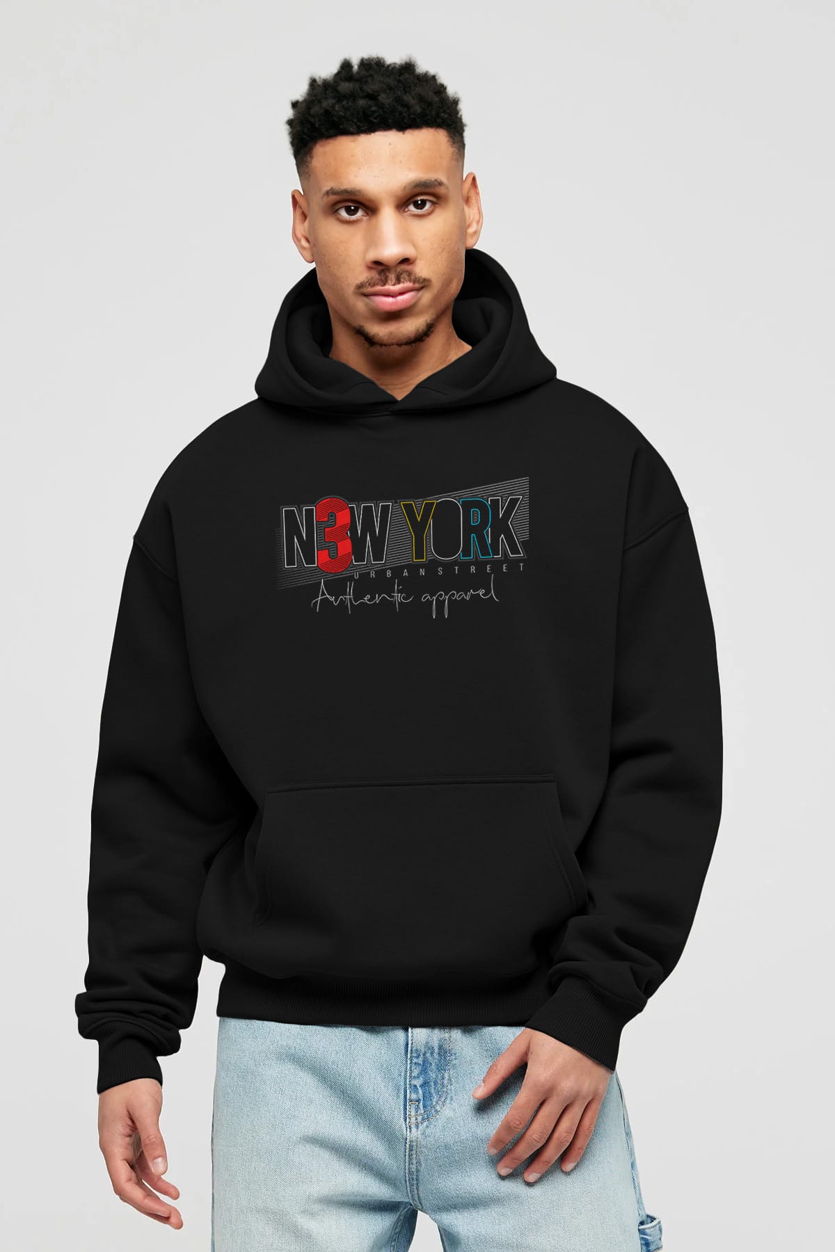 New York Ön Baskılı Oversize Hoodie Kapüşonlu Sweatshirt Erkek Kadın Unisex