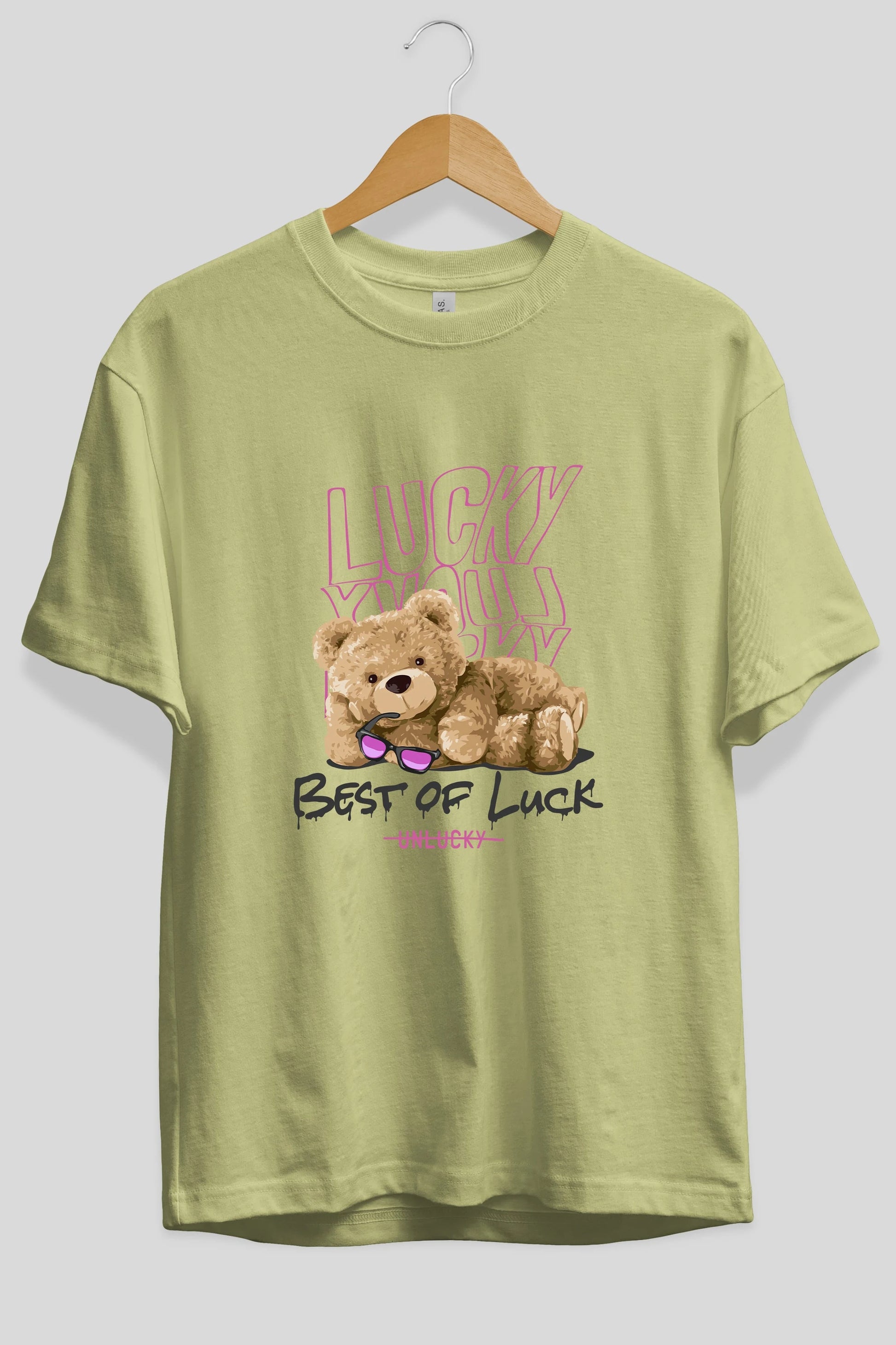 Best of Lucky Bear Ön Baskılı Oversize t-shirt Erkek Kadın Unisex