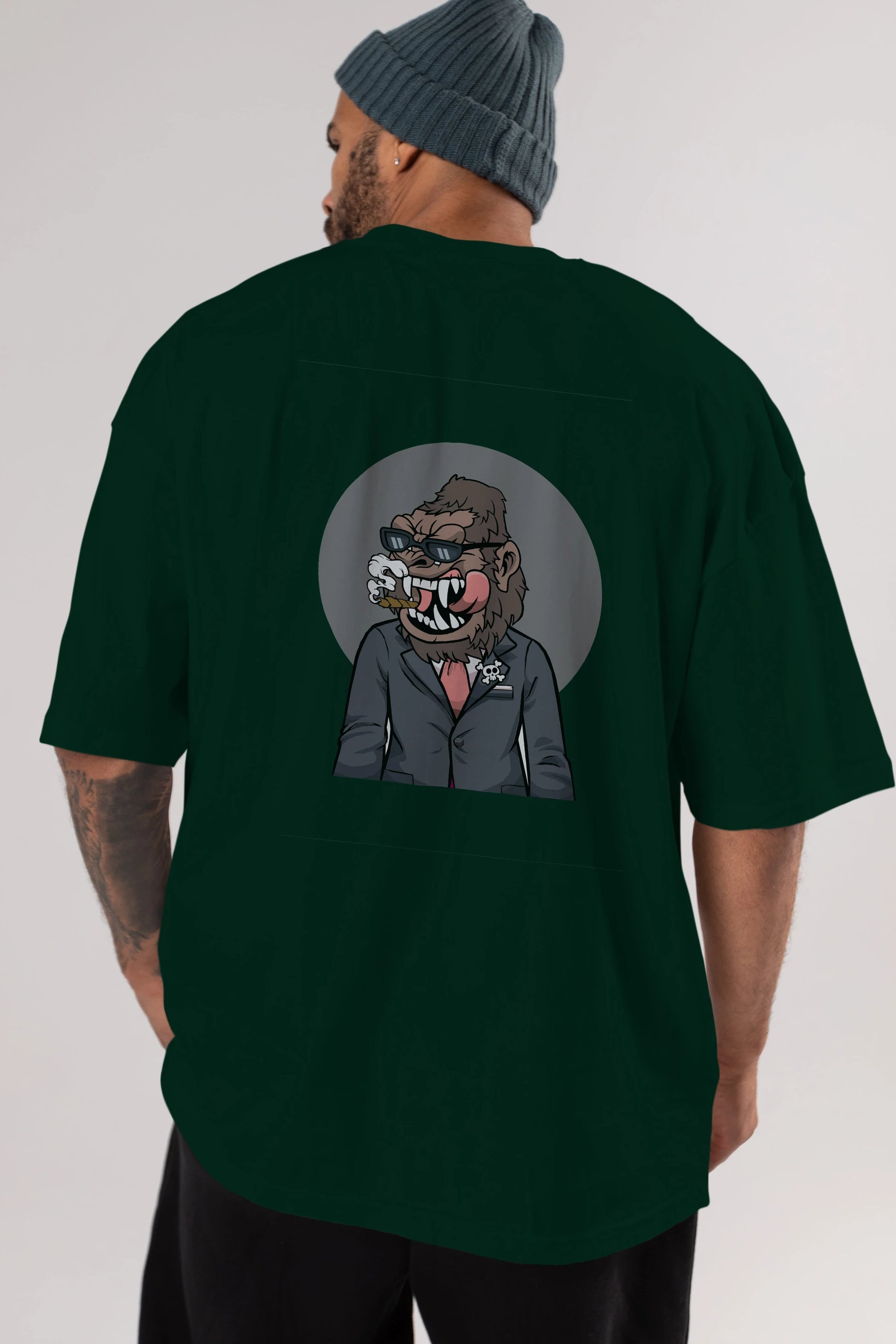 Monkey Suits Arka Baskılı Oversize t-shirt Erkek Kadın Unisex %100 Pamuk tişort