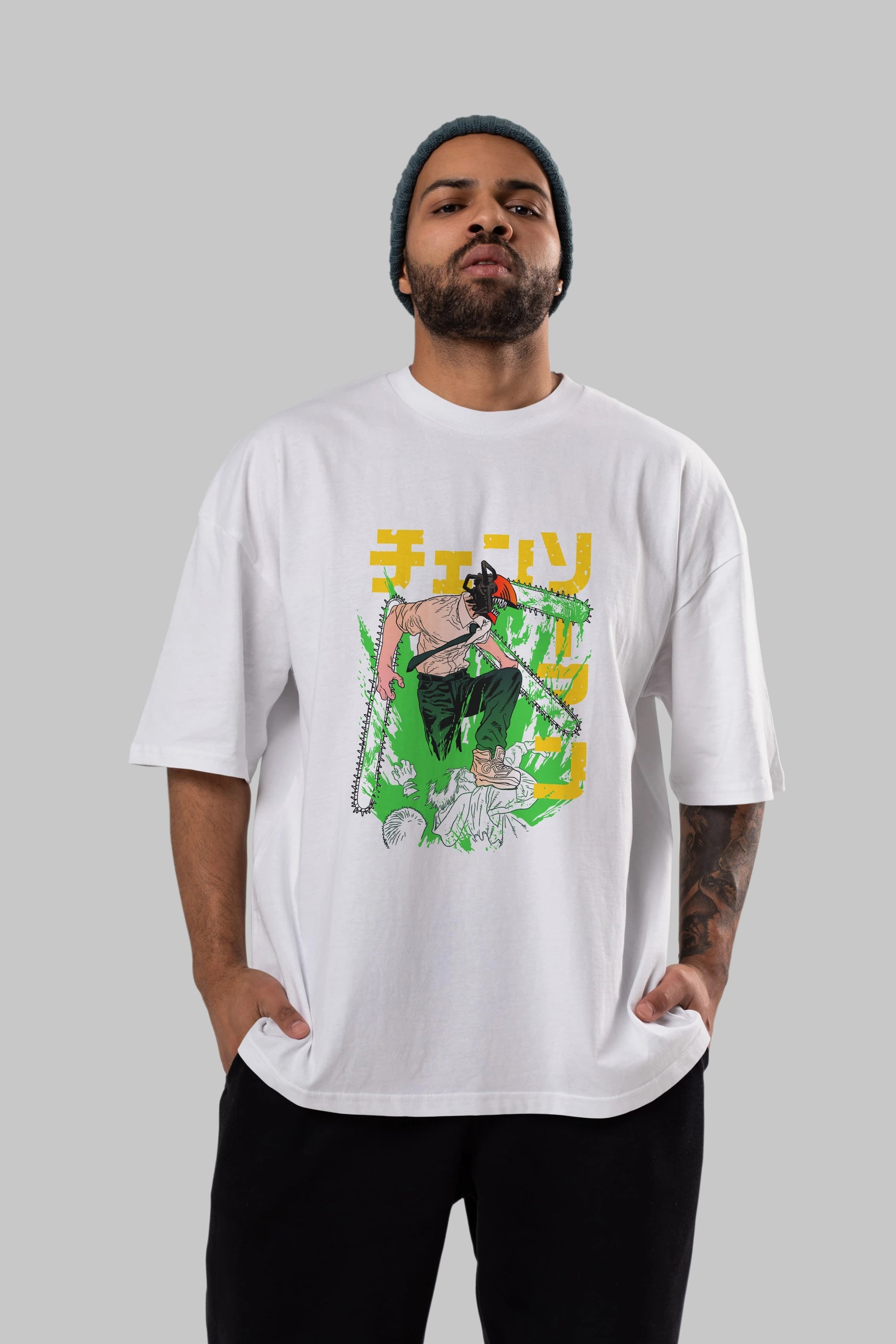 CHAINSAWMAN DENJI Anime Ön Baskılı Oversize t-shirt %100 pamuk Erkek Kadın Unisex