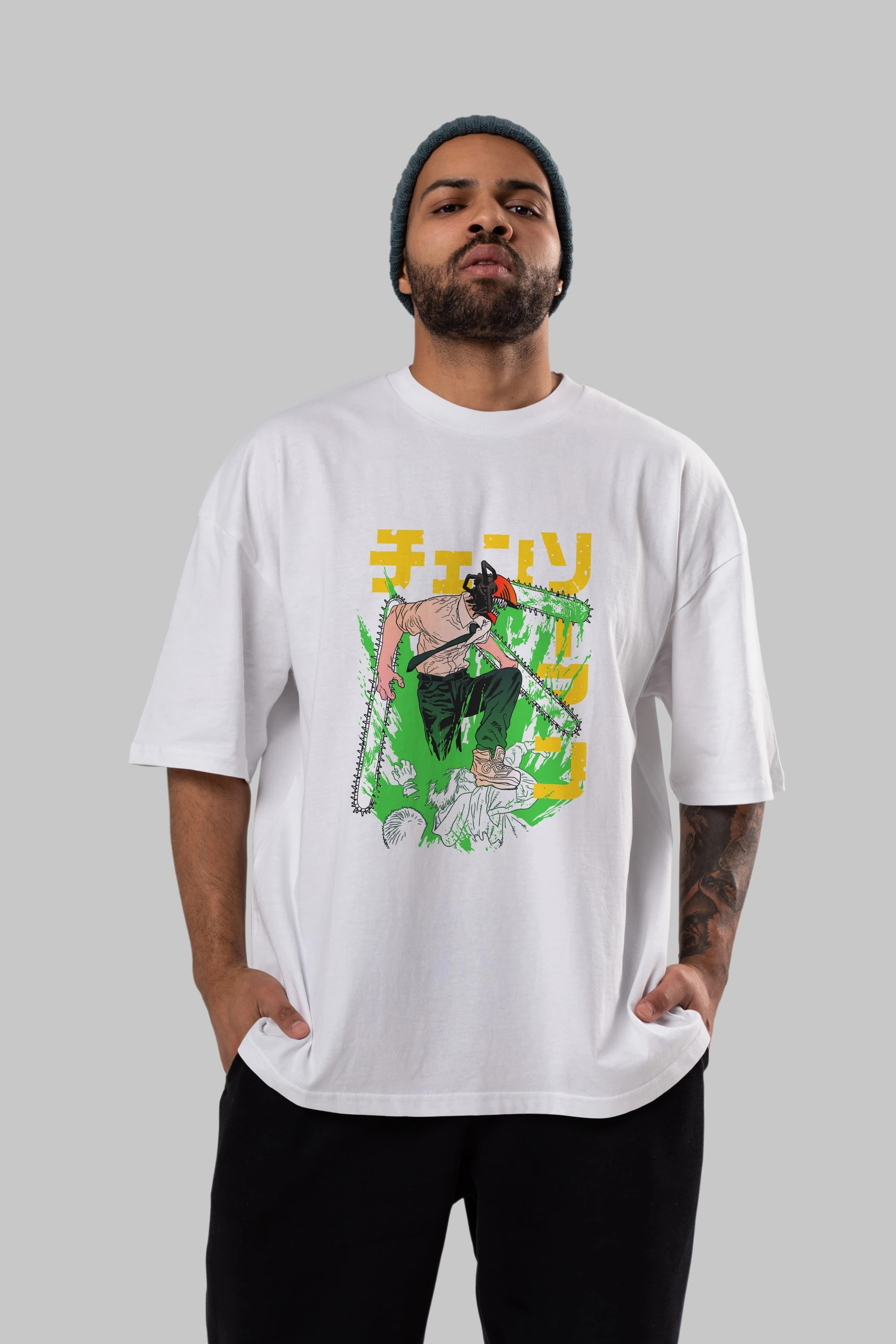 CHAINSAWMAN DENJI Anime Ön Baskılı Oversize t-shirt %100 pamuk Erkek Kadın Unisex