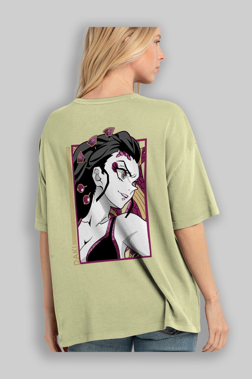 Daki DEMION SLAYER Anime Arka Baskılı Oversize t-shirt Erkek Kadın Unisex