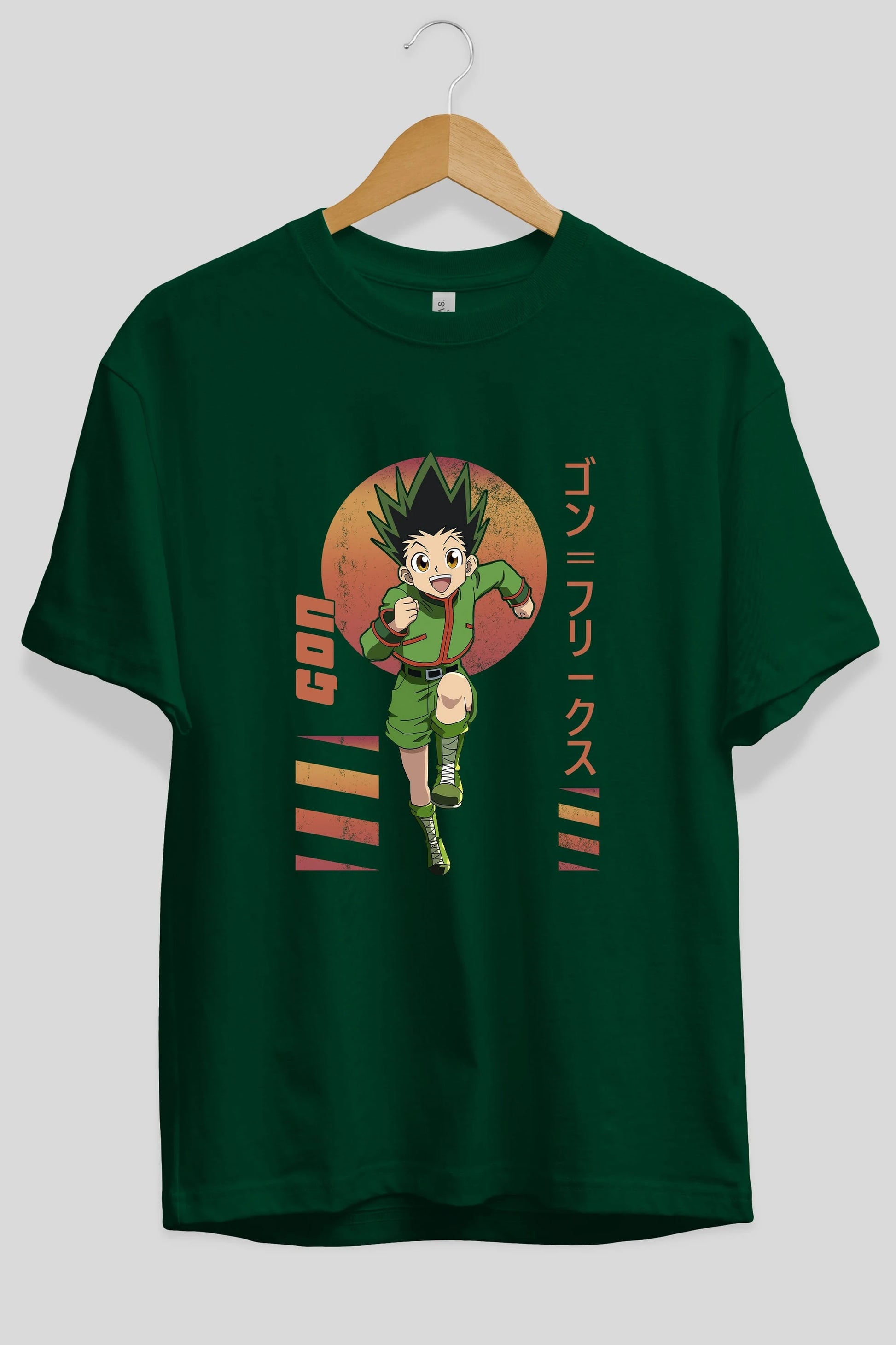Gon Freecss HUNTER X HUNTER 2 Anime Ön Baskılı Oversize t-shirt %100 pamuk Erkek Kadın Unisex