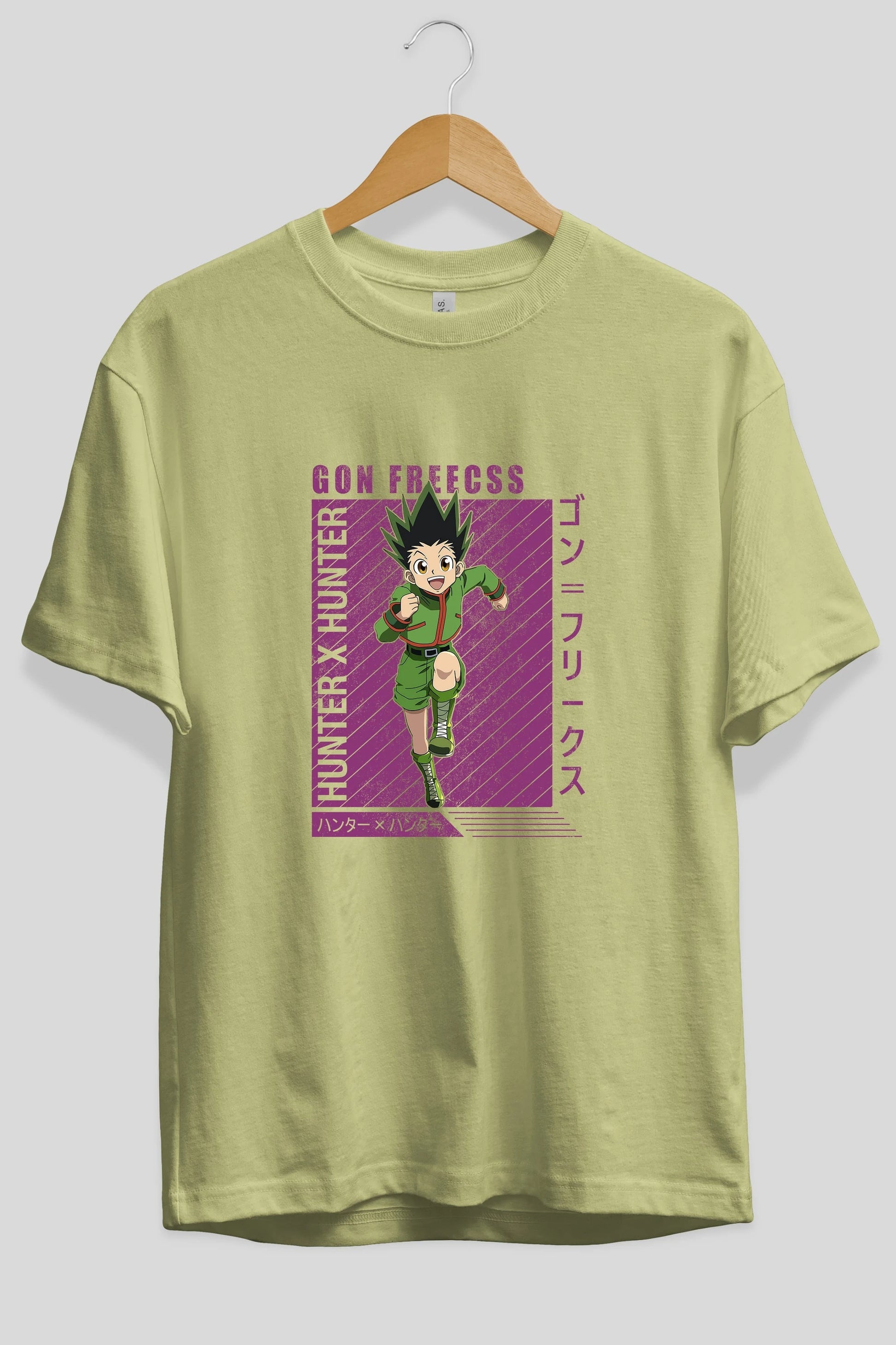 Gon Freecss HUNTER X HUNTER 3 Anime Ön Baskılı Oversize t-shirt %100 pamuk Erkek Kadın Unisex