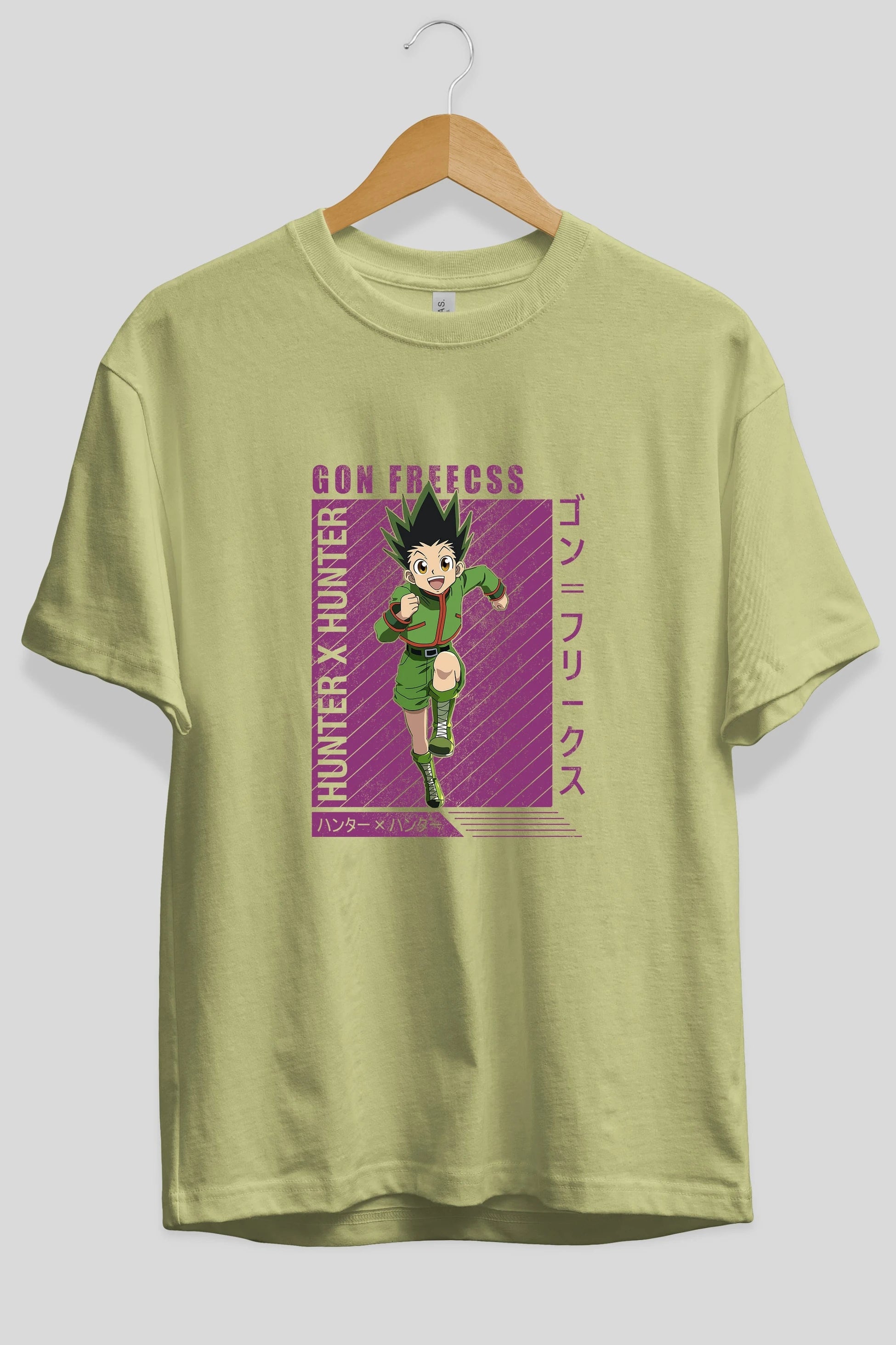 Gon Freecss HUNTER X HUNTER 3 Anime Ön Baskılı Oversize t-shirt %100 pamuk Erkek Kadın Unisex