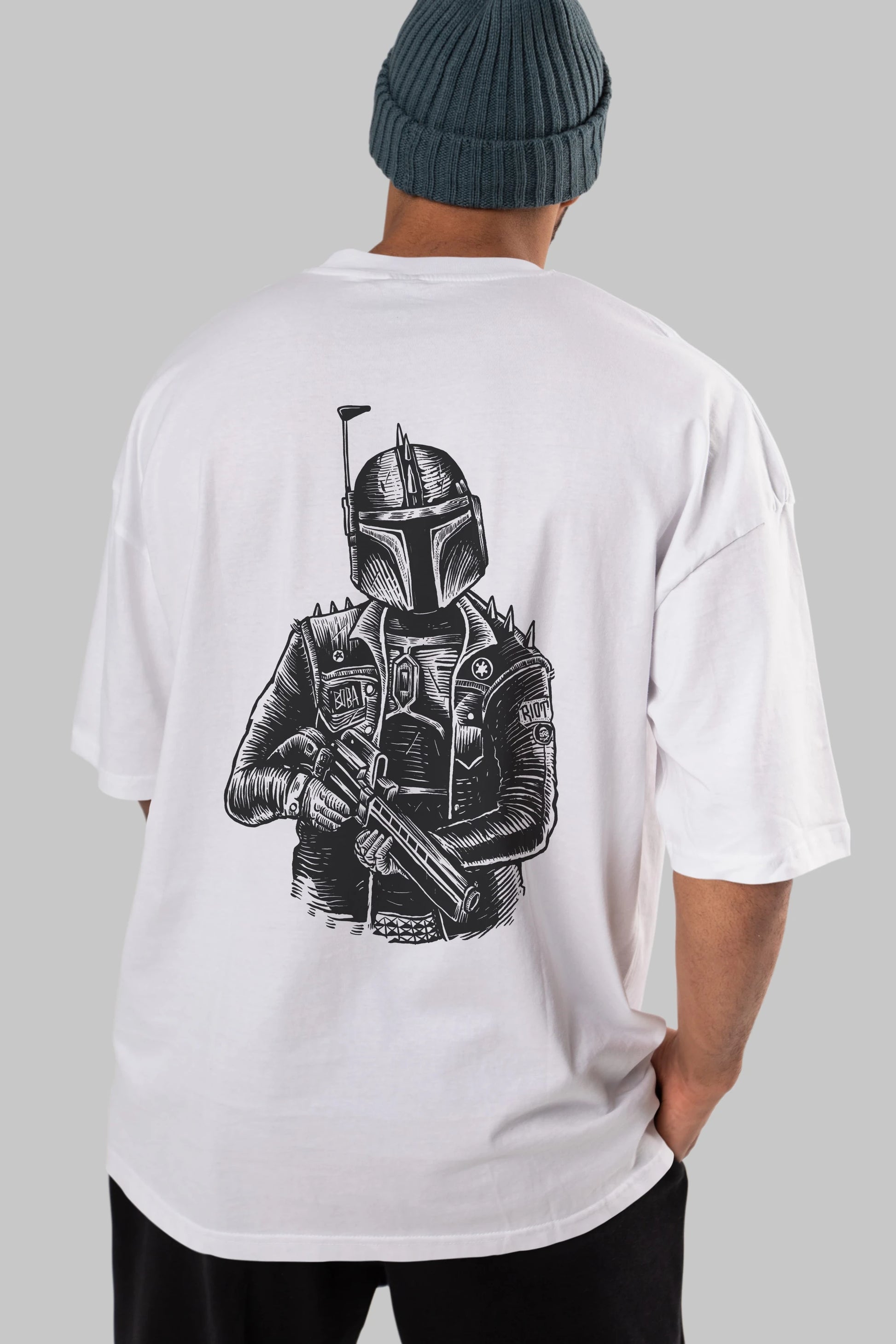 Boba Punk Arka Baskılı Oversize t-shirt Erkek Kadın Unisex %100 Pamuk