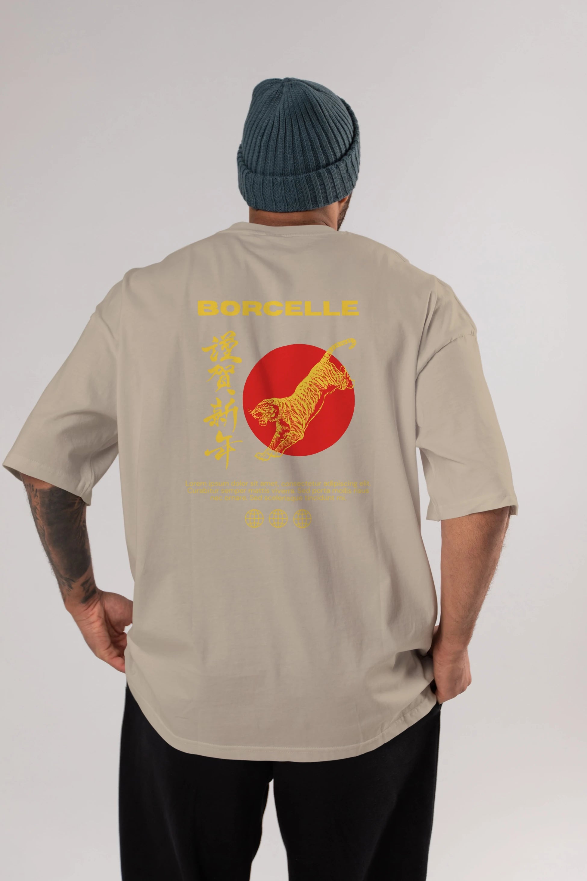 Borcelle Tiger Streetwear Arka Baskılı Oversize t-shirt Erkek Kadın Unisex