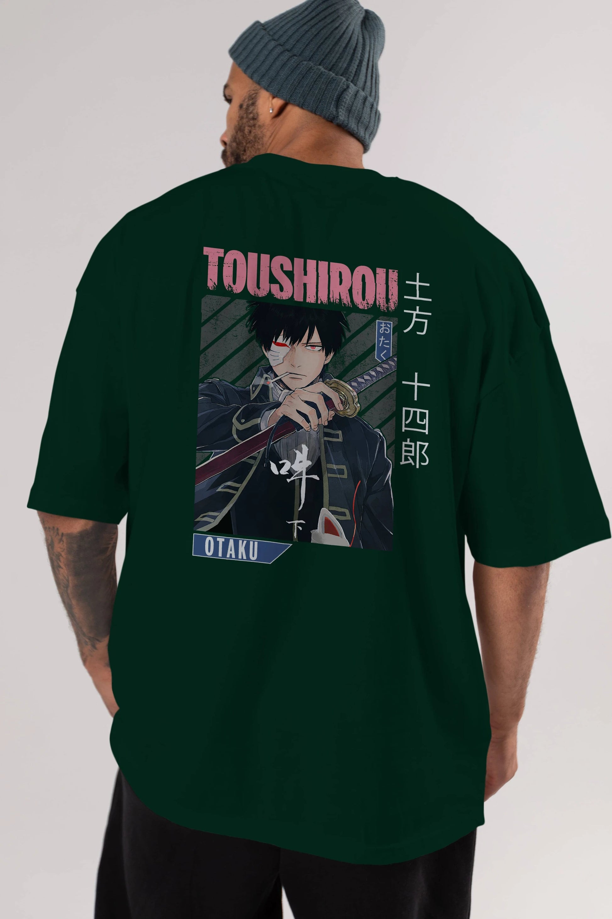 Toushirou Hijikata 1 Anime Arka Baskılı Oversize t-shirt Erkek Kadın Unisex