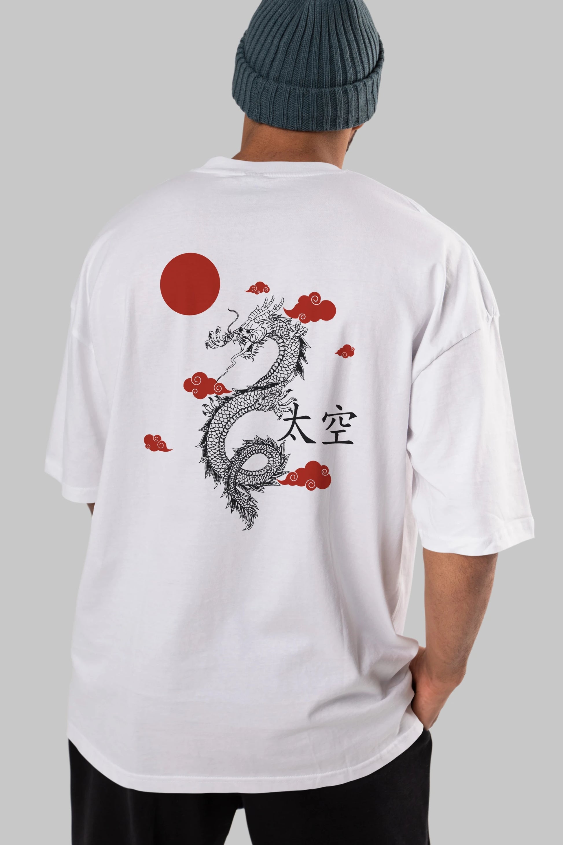 Chinese Dragon Arka Baskılı Oversize t-shirt Erkek Kadın Unisex