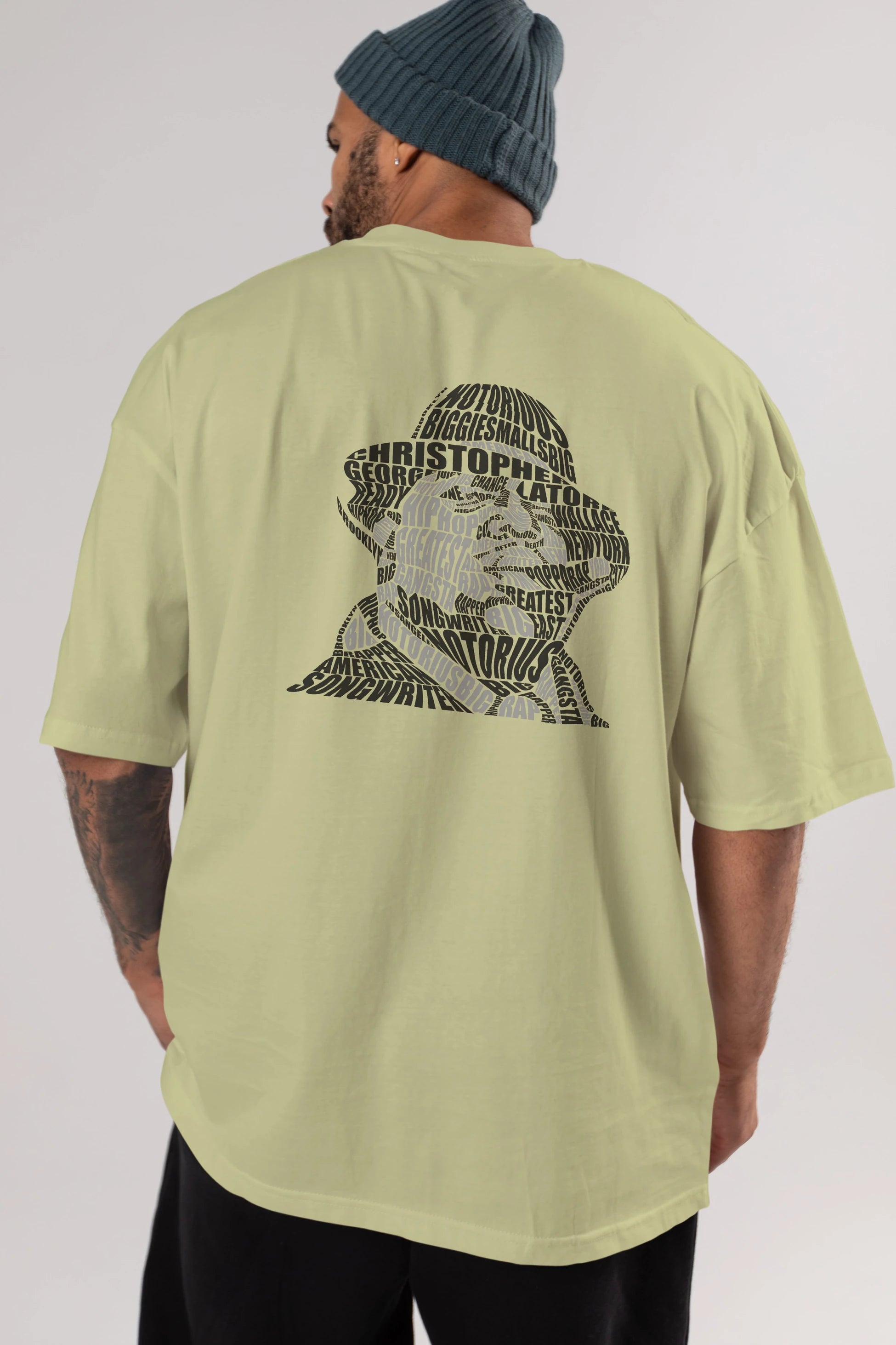 Notorious Big Calligram Arka Baskılı Oversize t-shirt %100 pamuk Erkek Kadın Unisex