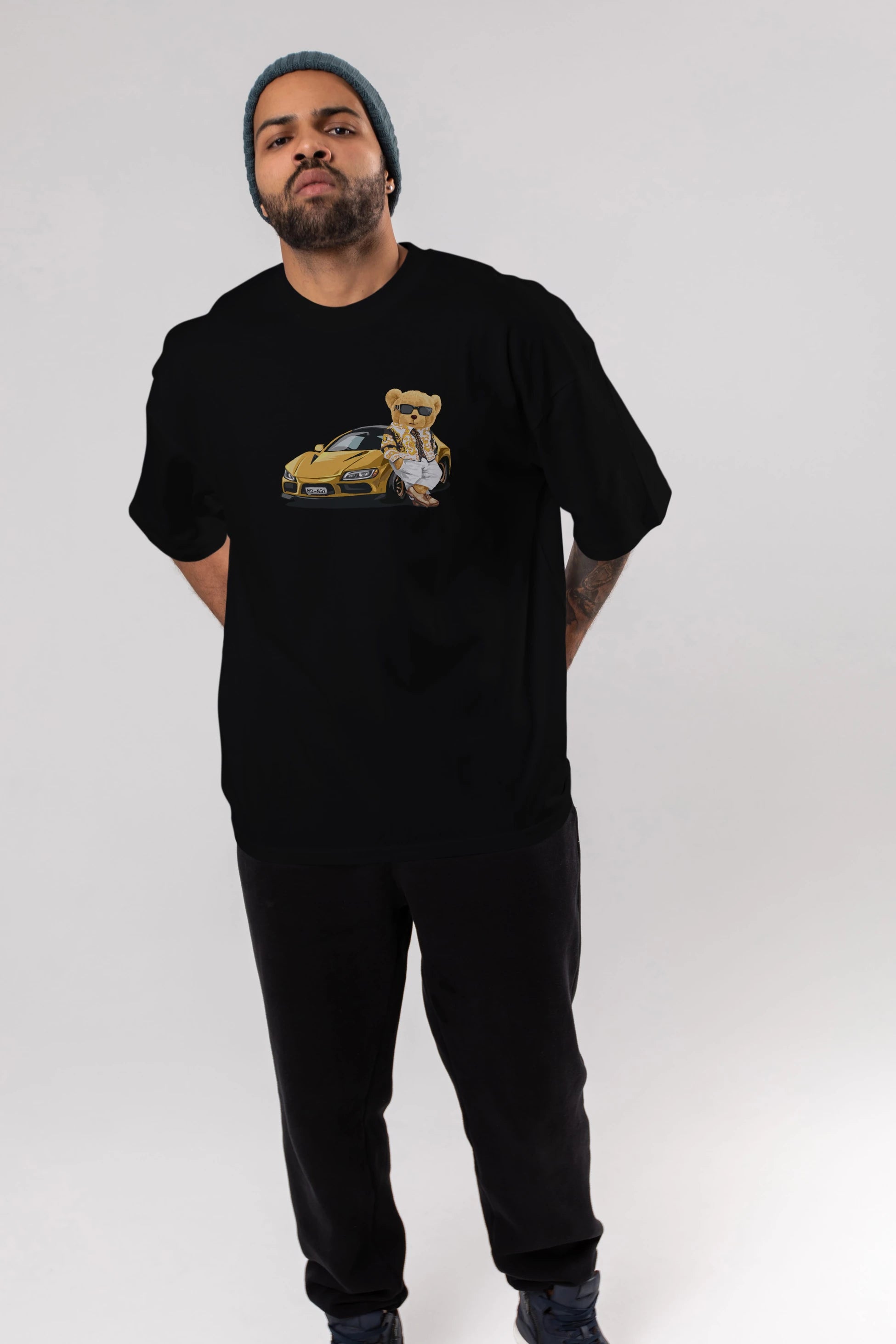 Teddy Bear Rich Club Ön Baskılı Oversize t-shirt Erkek Kadın Unisex %100 Pamuk