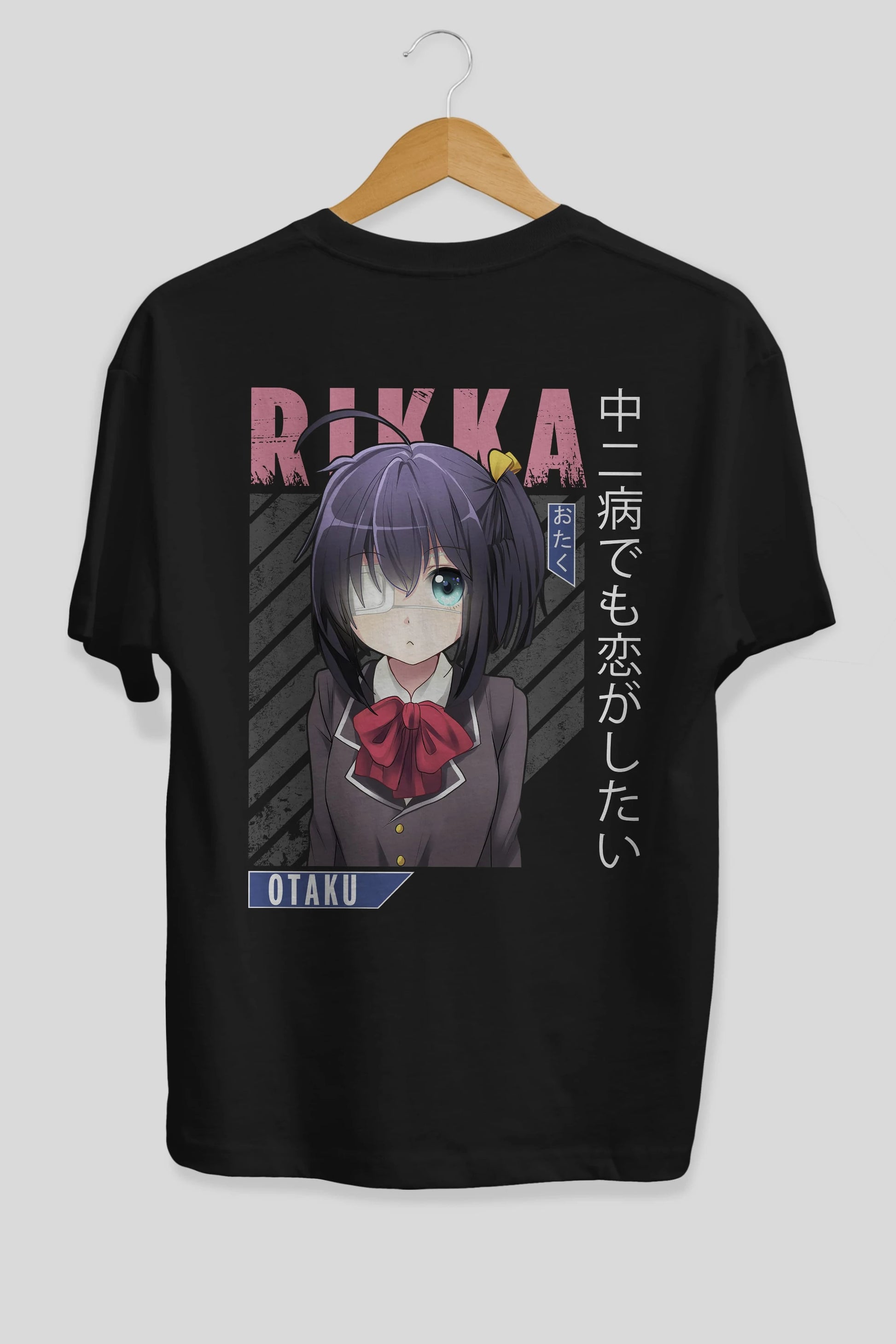 Rikka Takanashi 9 Anime Arka Baskılı Oversize t-shirt Erkek Kadın Unisex