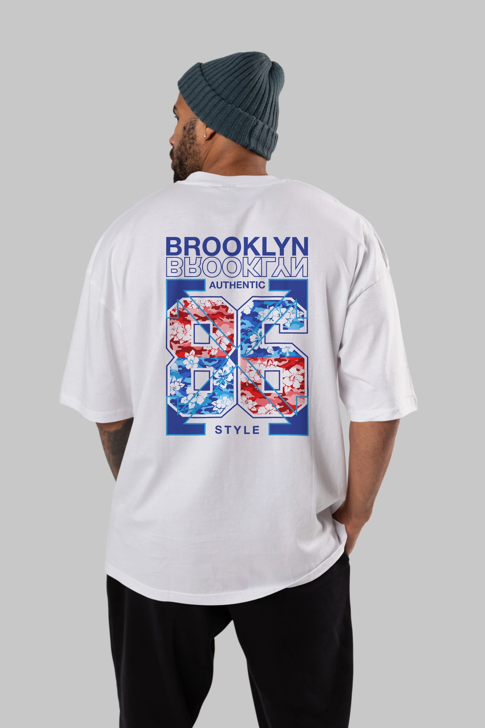 Brooklyn 86 Style Arka Baskılı Oversize t-shirt Erkek Kadın Unisex