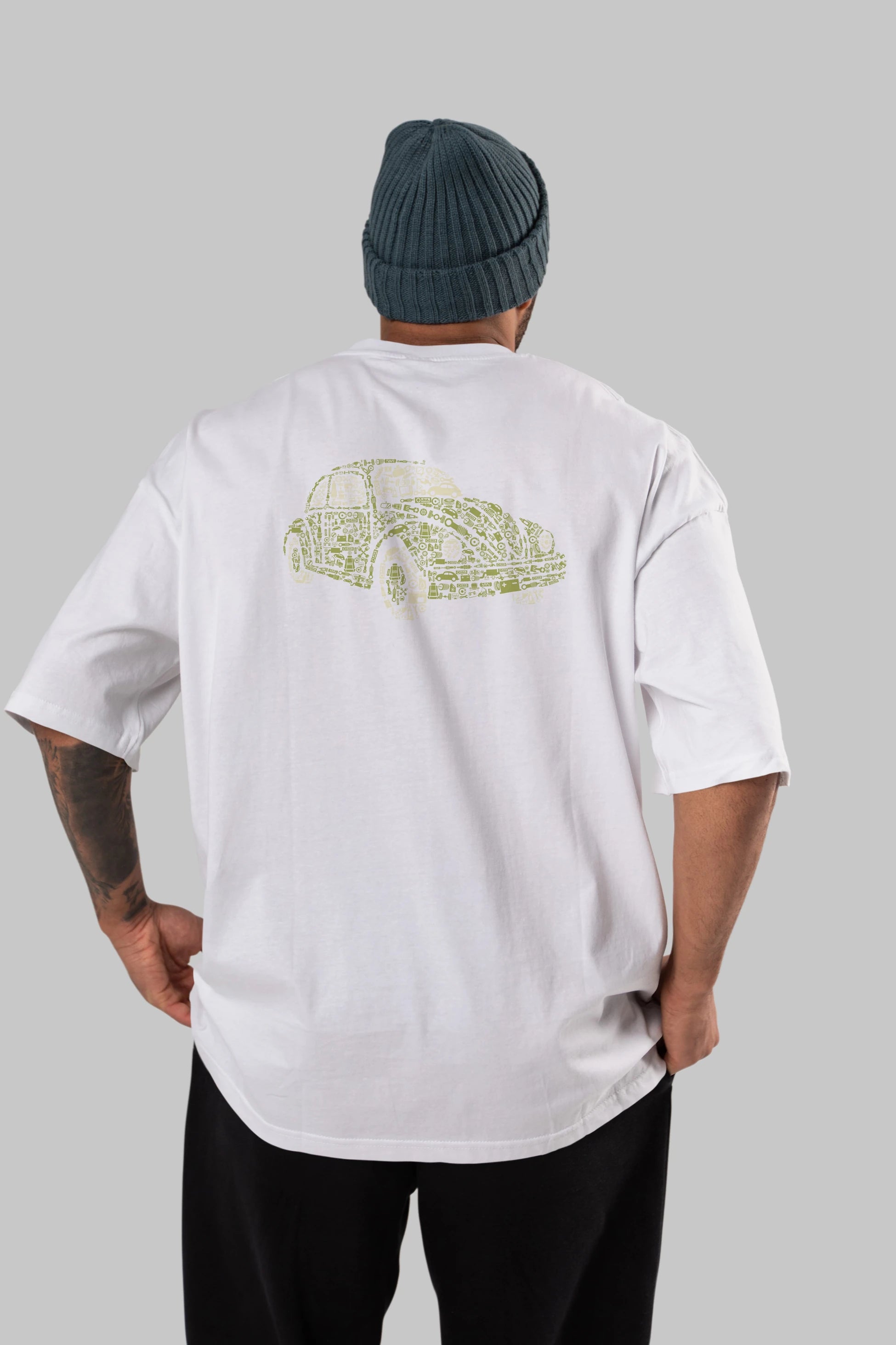 Beetle Arka Baskılı Oversize t-shirt %100 pamuk Erkek Kadın Unisex