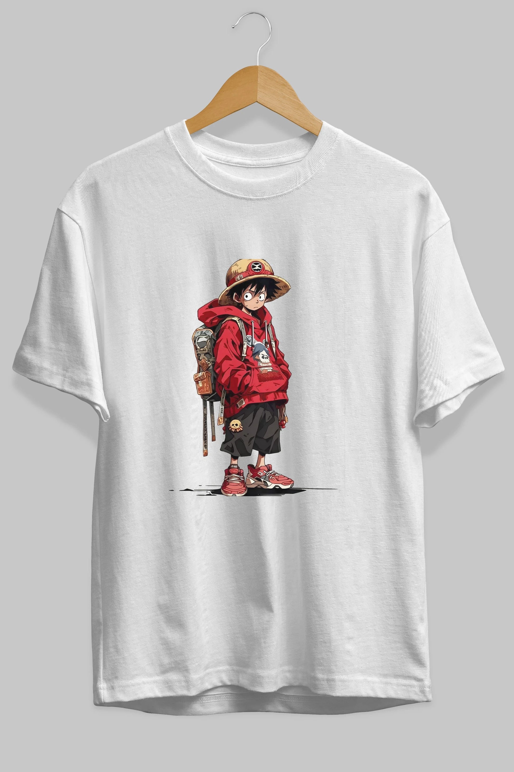 One Piece Ön Baskılı Oversize t-shirt Erkek Kadın Unisex %100 Pamuk Bisiklet Yaka tişort