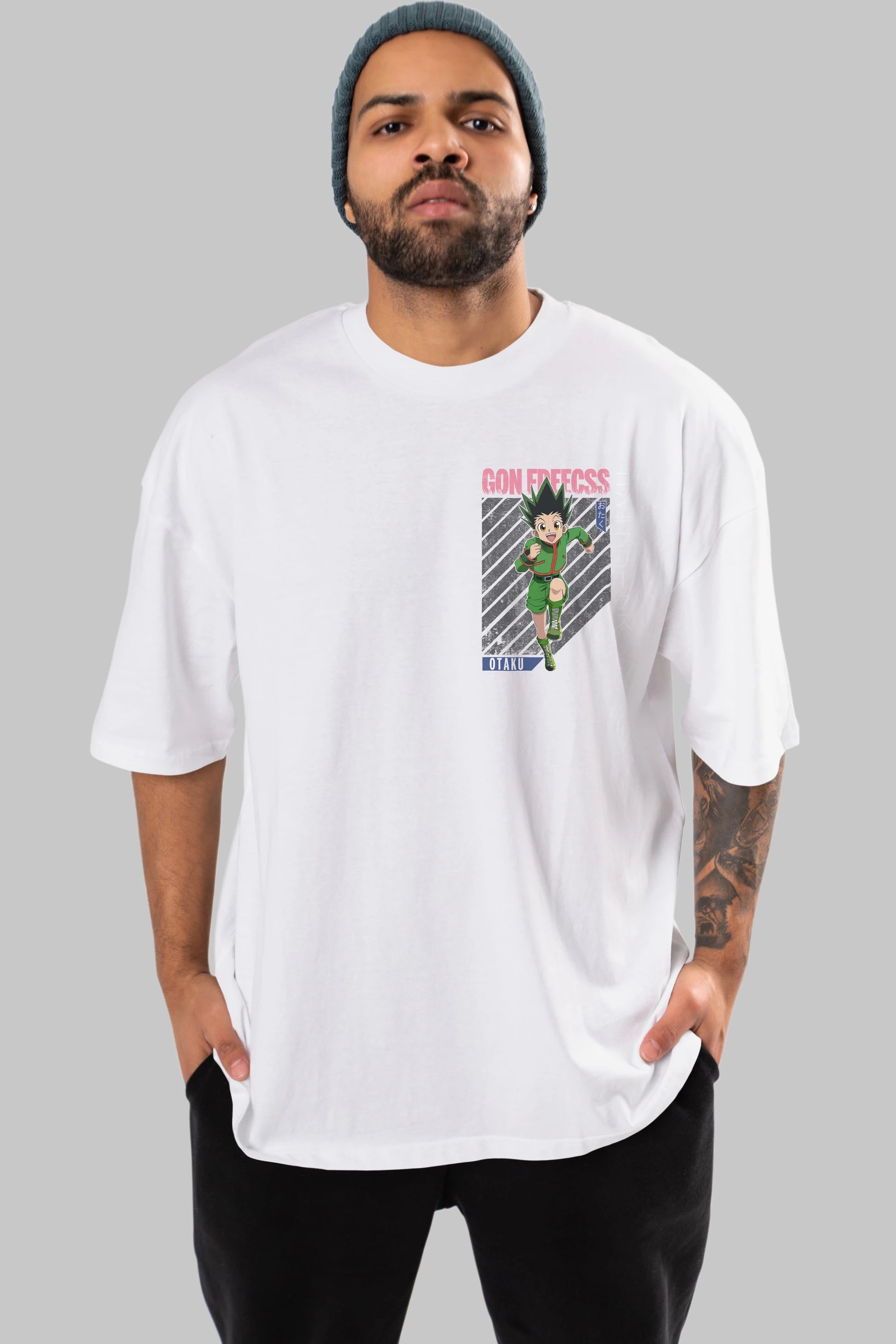 Gon Freecss HUNTER X HUNTER Ön Sol Baskılı Oversize t-shirt Erkek Kadın Unisex %100 Pamuk Bisiklet Yaka tişort