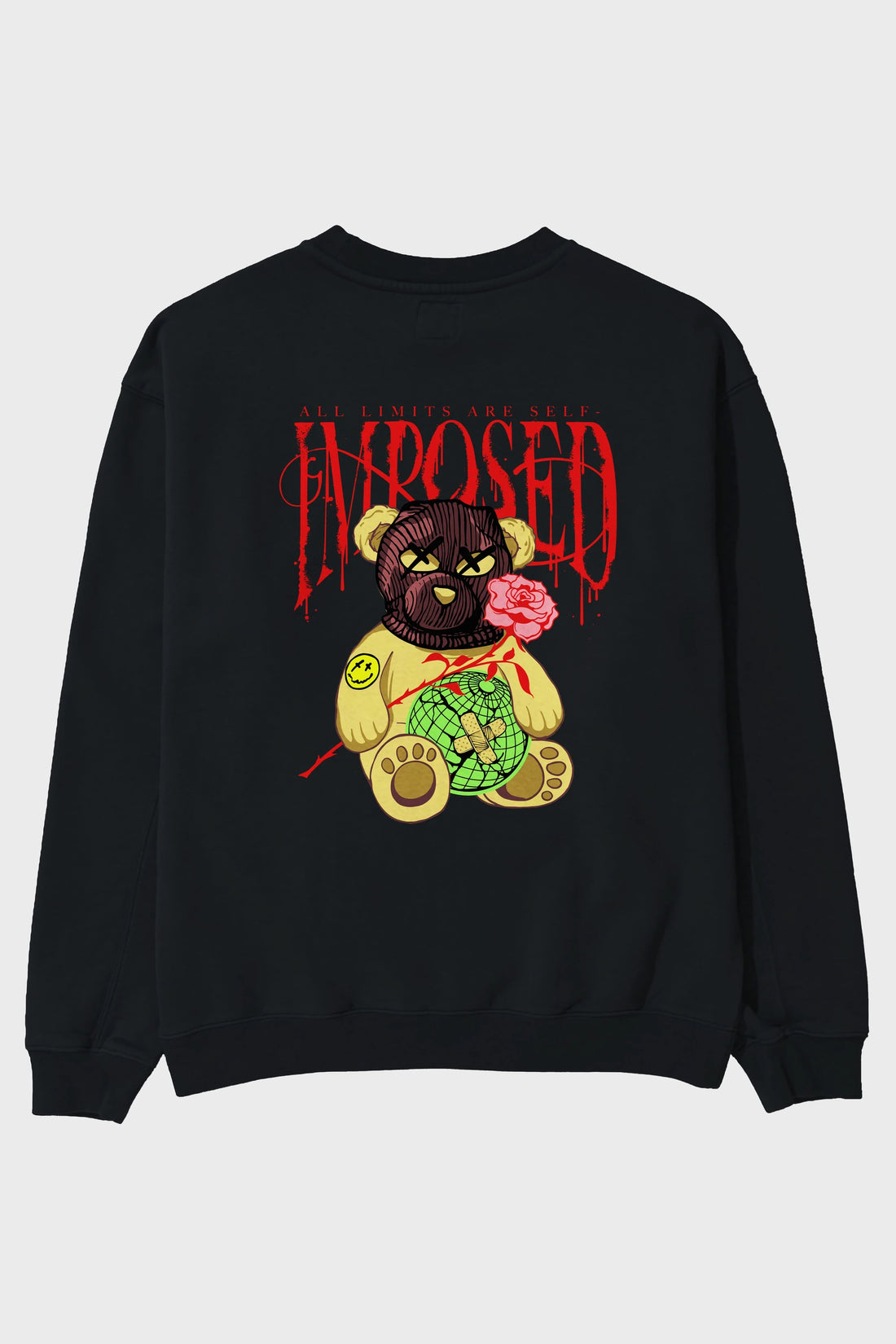 All Limits Bear Arka Baskılı Oversize Sweatshirt Erkek Kadın Unisex