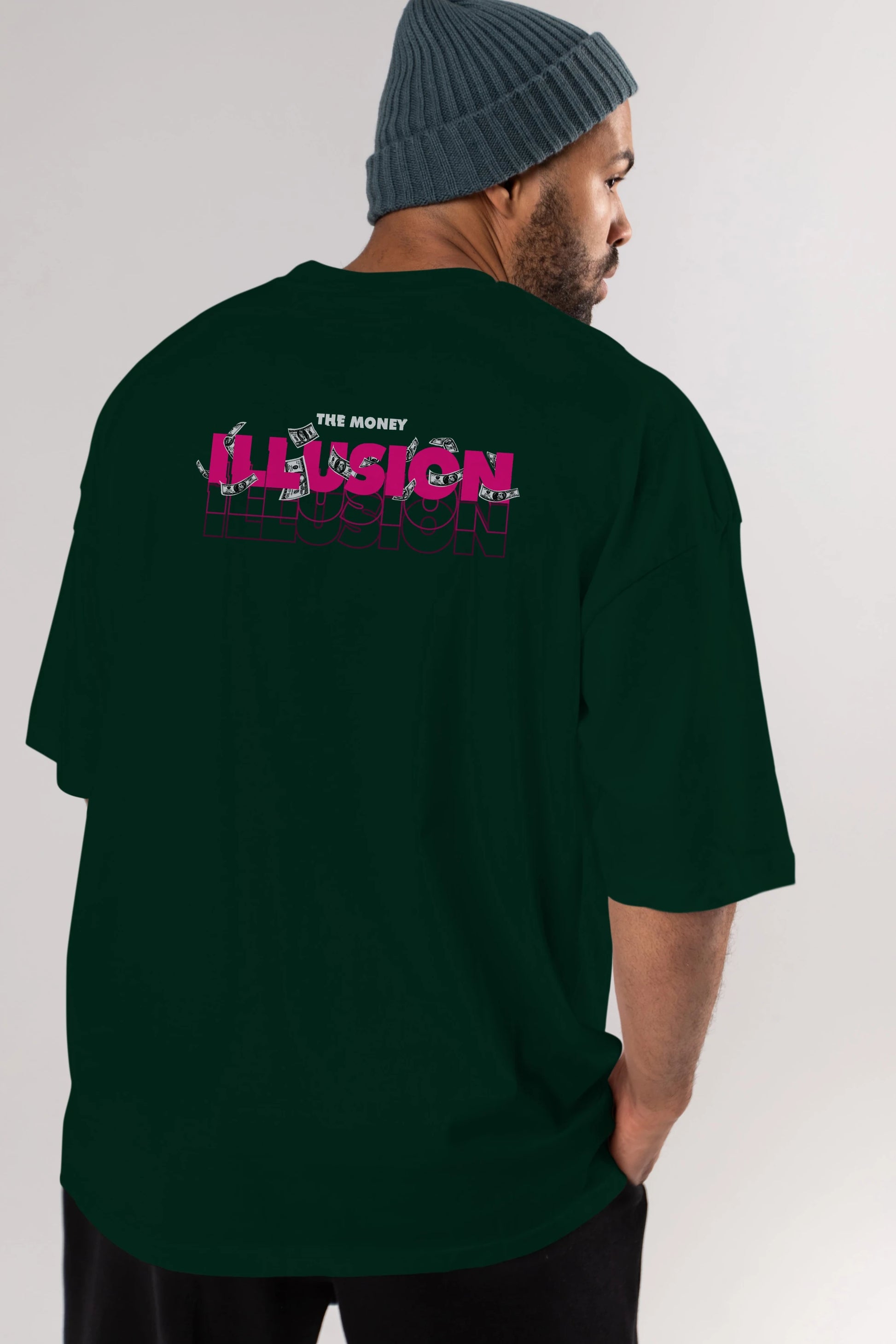 The Money Illusion Arka Baskılı Oversize t-shirt Erkek Kadın Unisex
