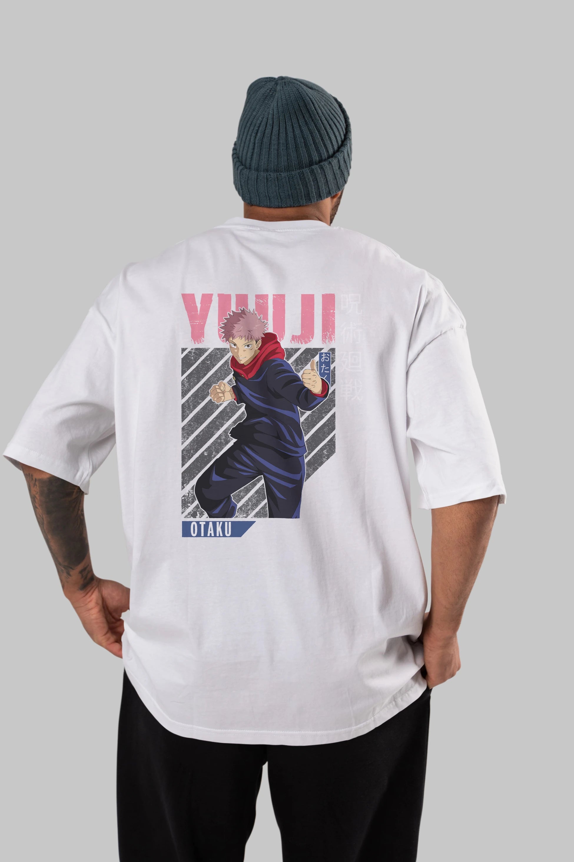 Yuuji Itadori Anime Arka Baskılı Oversize t-shirt Erkek Kadın Unisex