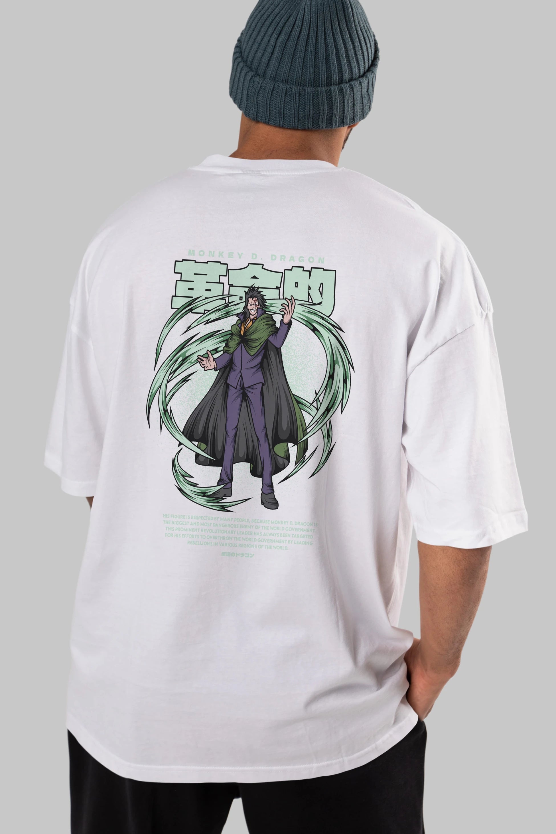 Monkey D. Dragon Anime Arka Baskılı Oversize t-shirt Erkek Kadın Unisex