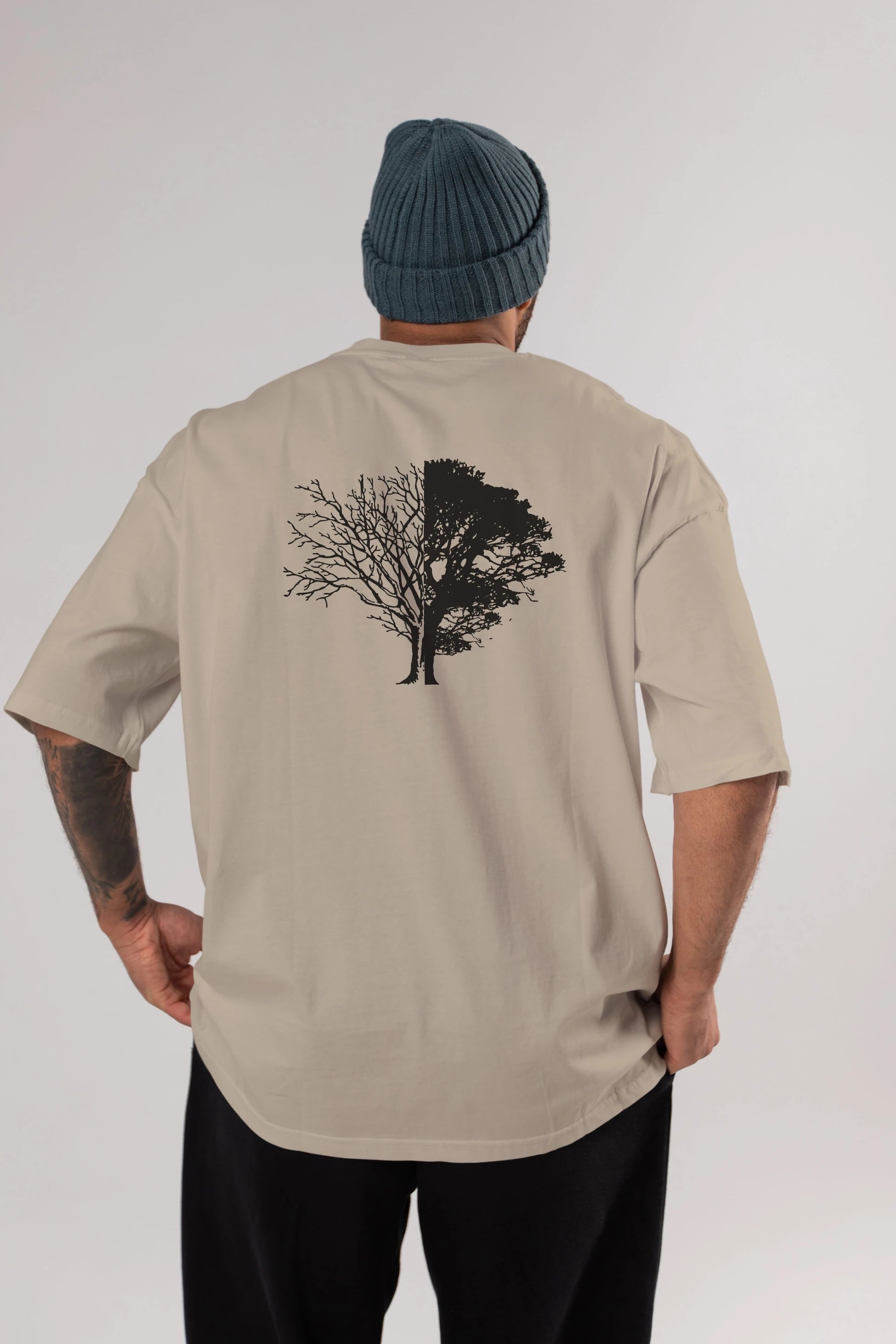 Life And Death Arka Baskılı Oversize t-shirt %100 pamuk Erkek Kadın Unisex