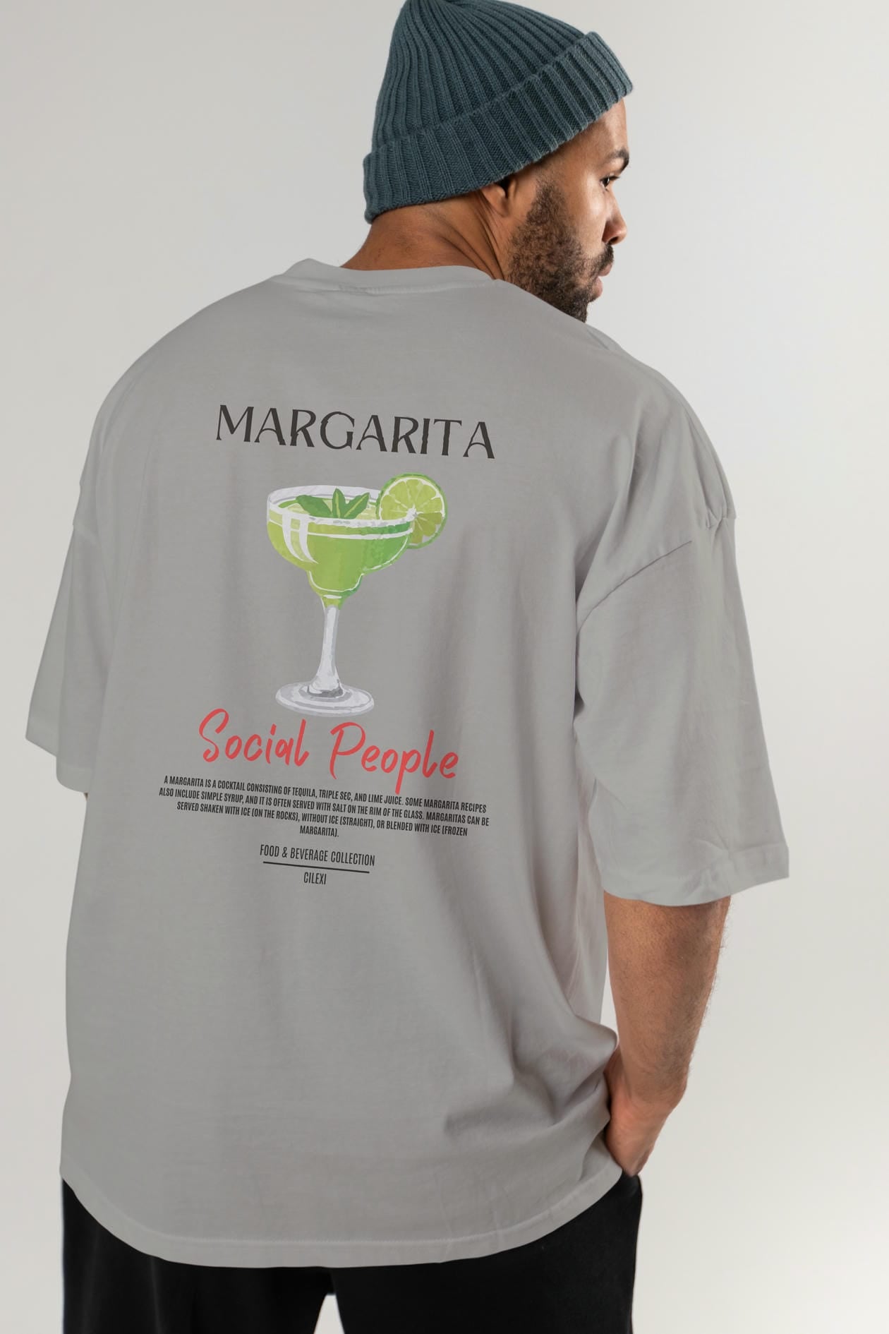 Margarita Kokteyl Serisi Baskılı Oversize t-shirt Erkek Kadın Unisex %100 Pamuk Bisiklet Yaka tişort