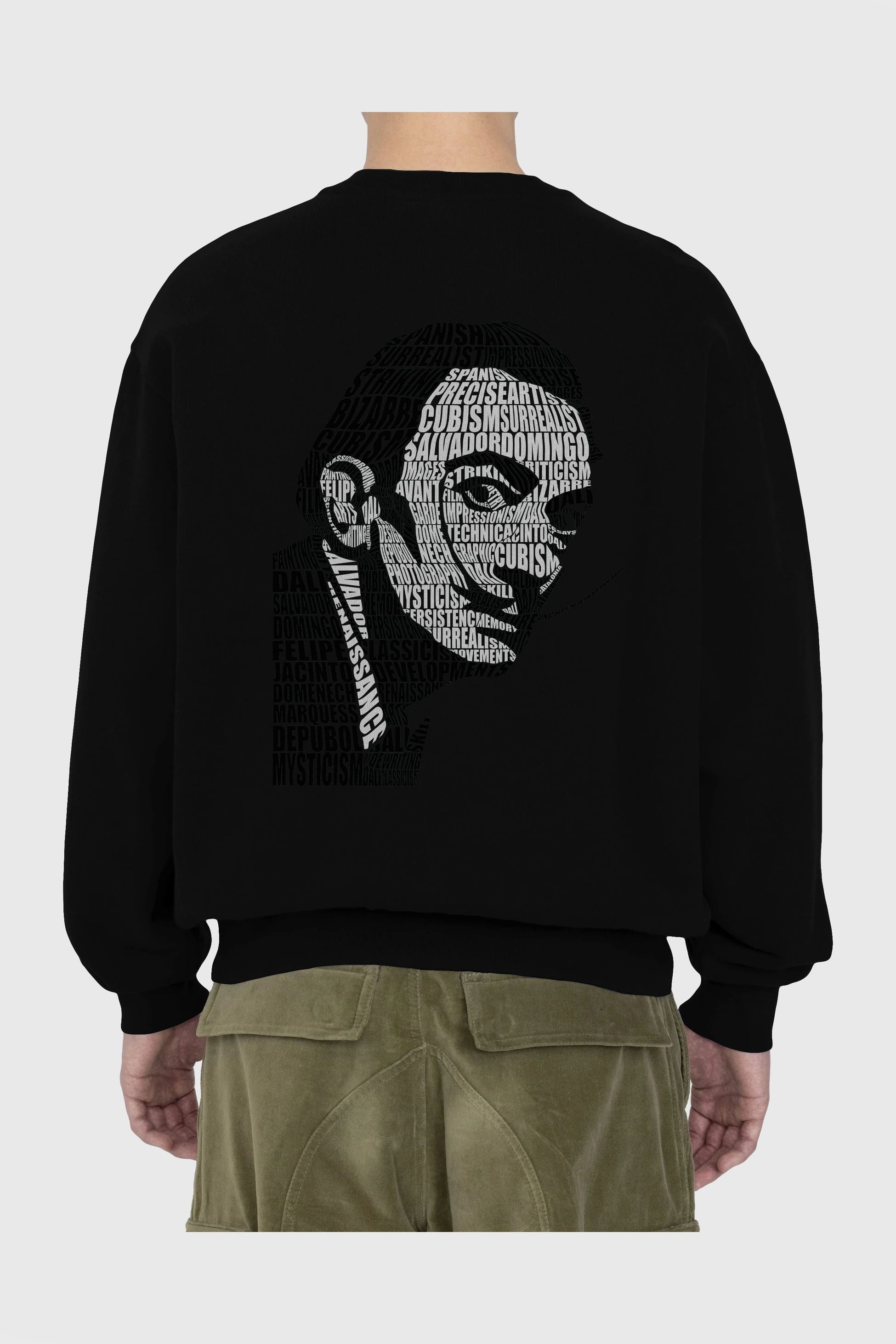 Salvador Dali Calligram Arka Baskılı Oversize Sweatshirt Erkek Kadın Unisex