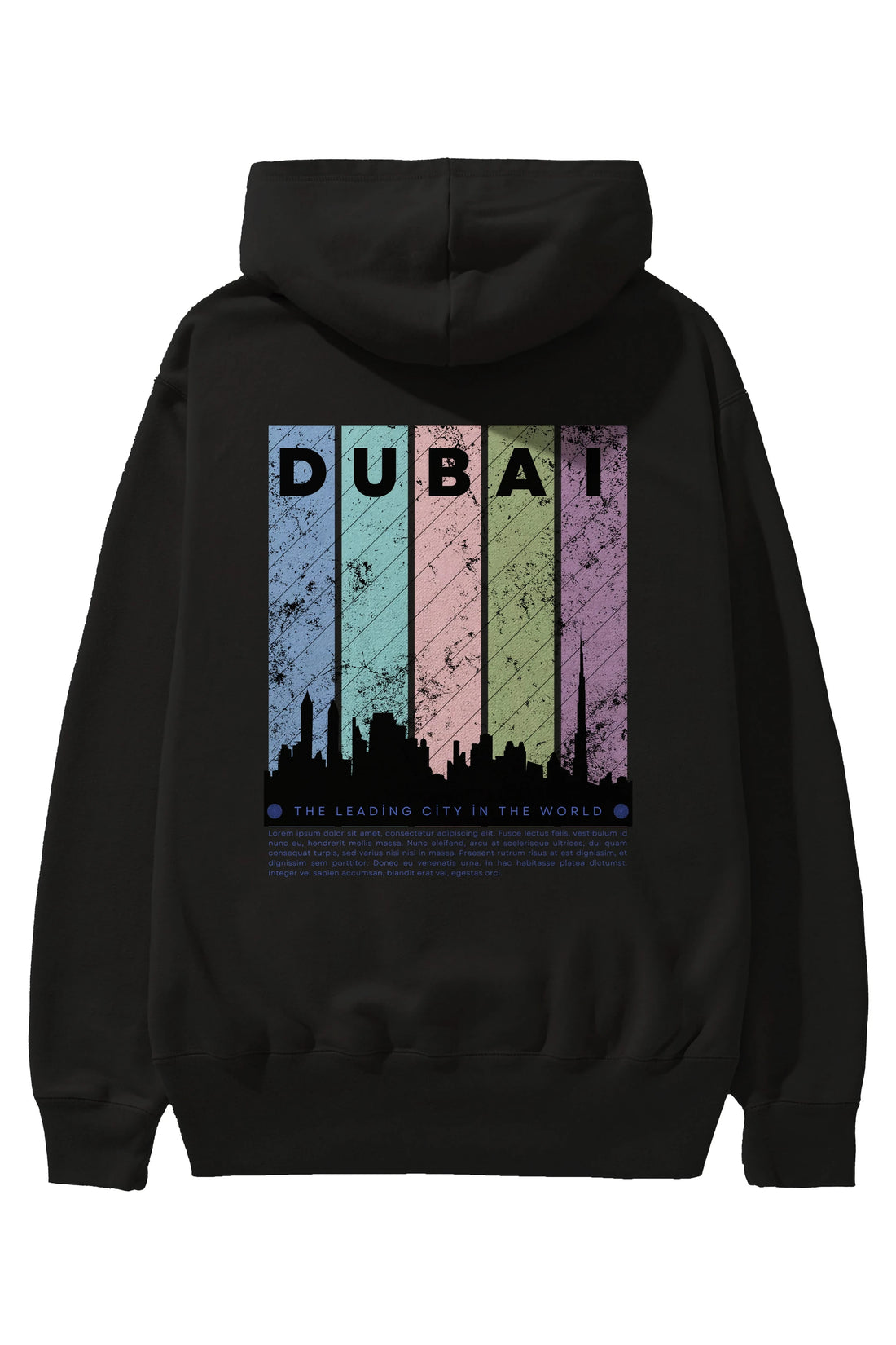 Dubai Yazılı Arka Baskılı Oversize Hoodie Kapüşonlu Sweatshirt Erkek Kadın Unisex