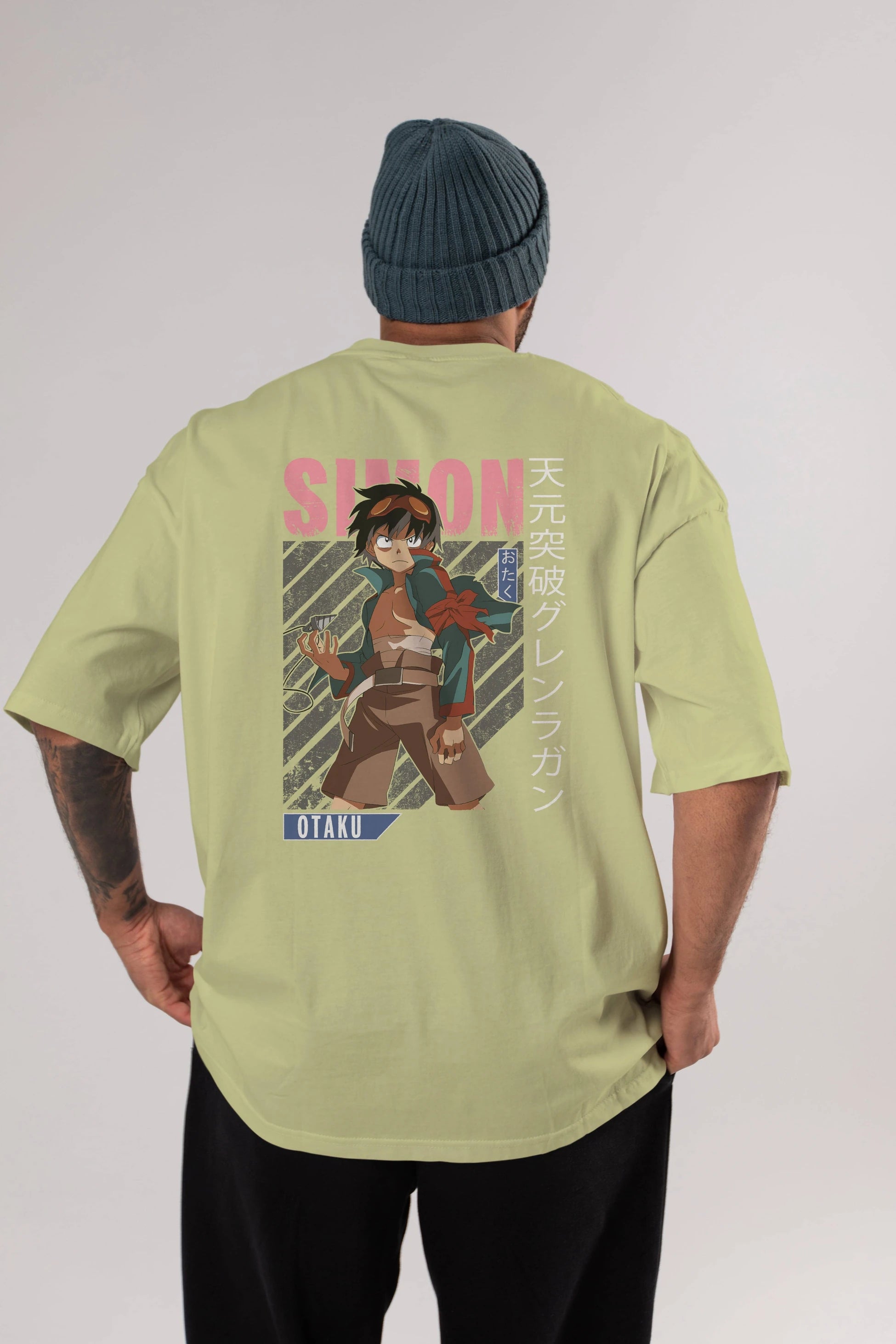 Simon 5 Anime Arka Baskılı Oversize t-shirt Erkek Kadın Unisex