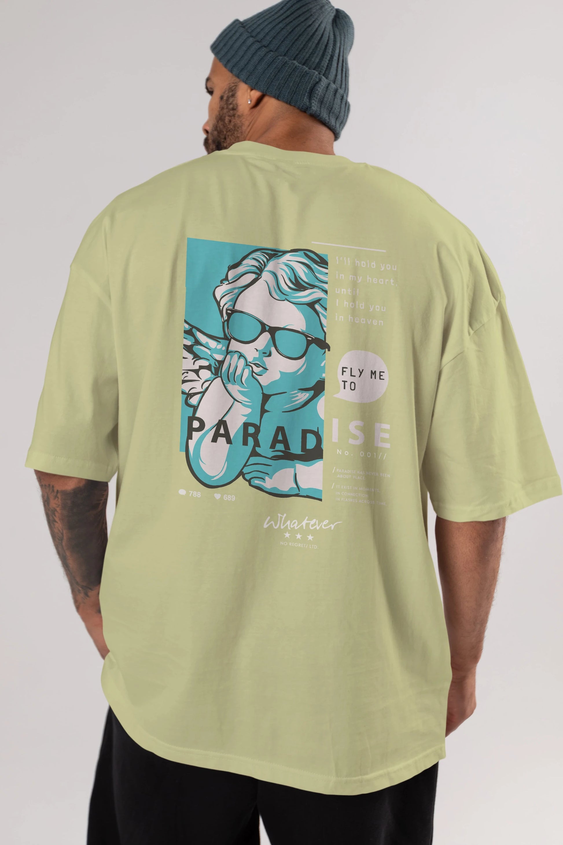 Paradise Fly to Me Arka Baskılı Oversize t-shirt Erkek Kadın Unisex