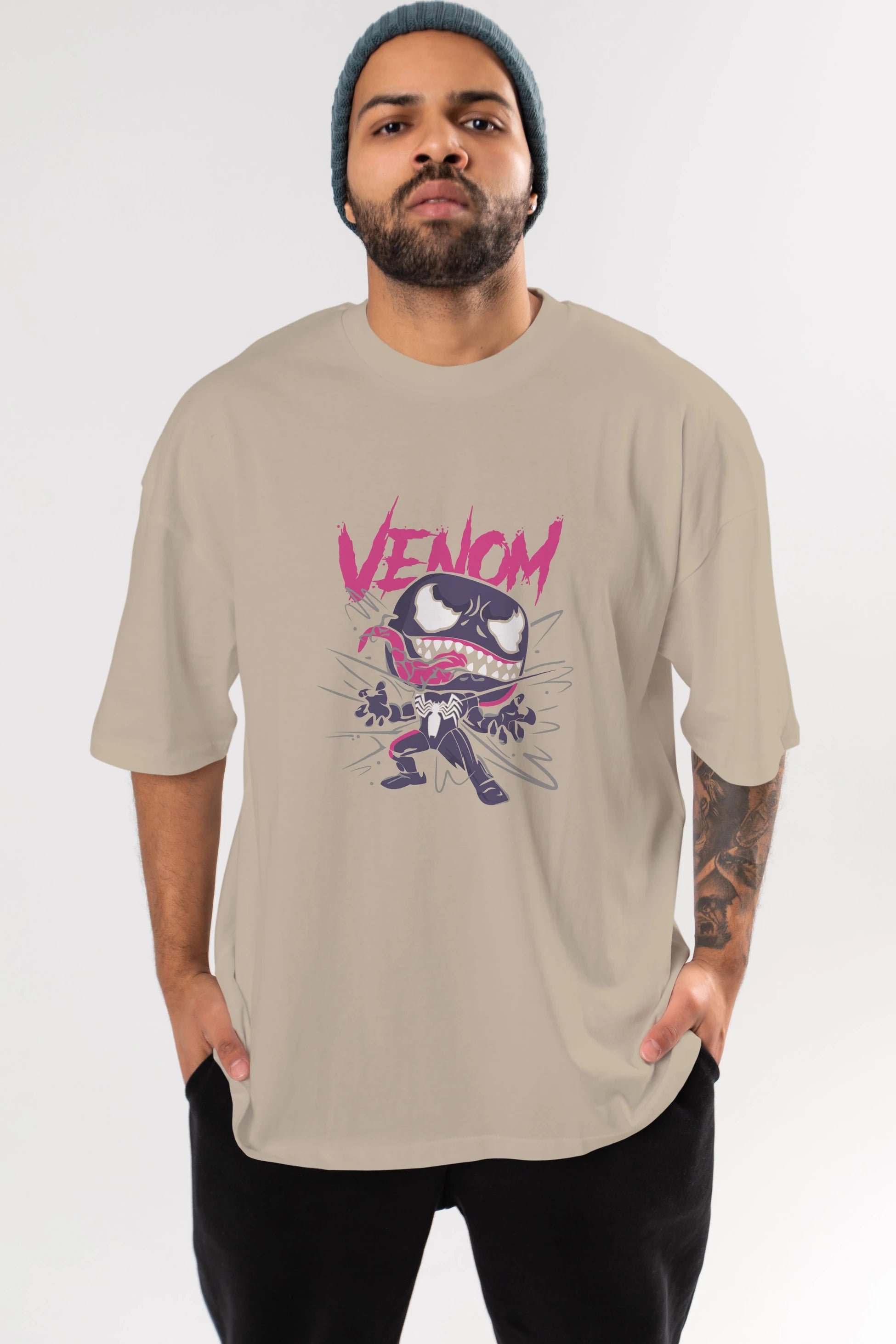 Venom (20) Ön Baskılı Oversize t-shirt Erkek Kadın Unisex %100 Pamuk Bisiklet Yaka tişort