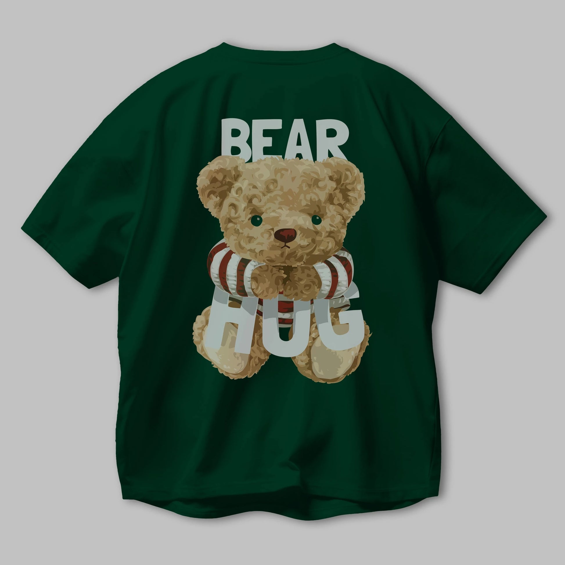 Teddy Bear Hug Arka Baskılı Oversize t-shirt Erkek Kadın Unisex %100 Pamuk