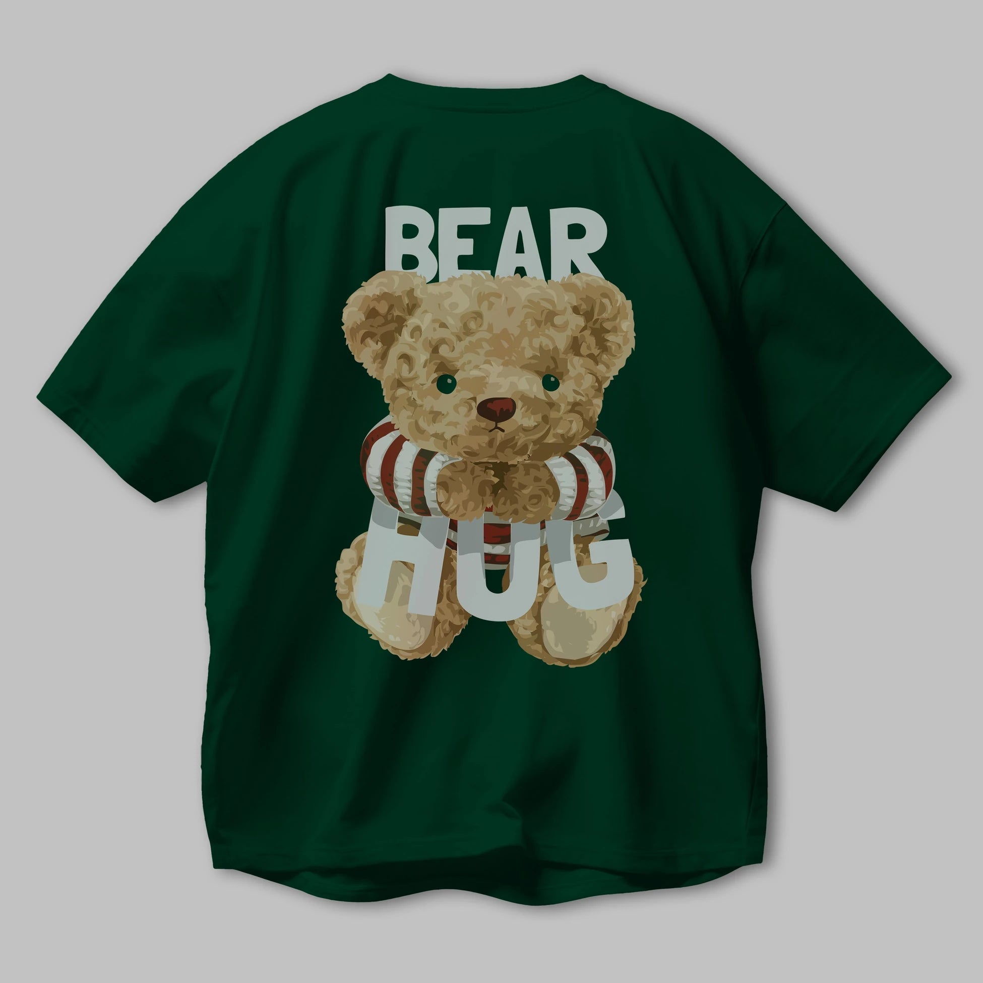 Teddy Bear Hug Arka Baskılı Oversize t-shirt Erkek Kadın Unisex %100 Pamuk