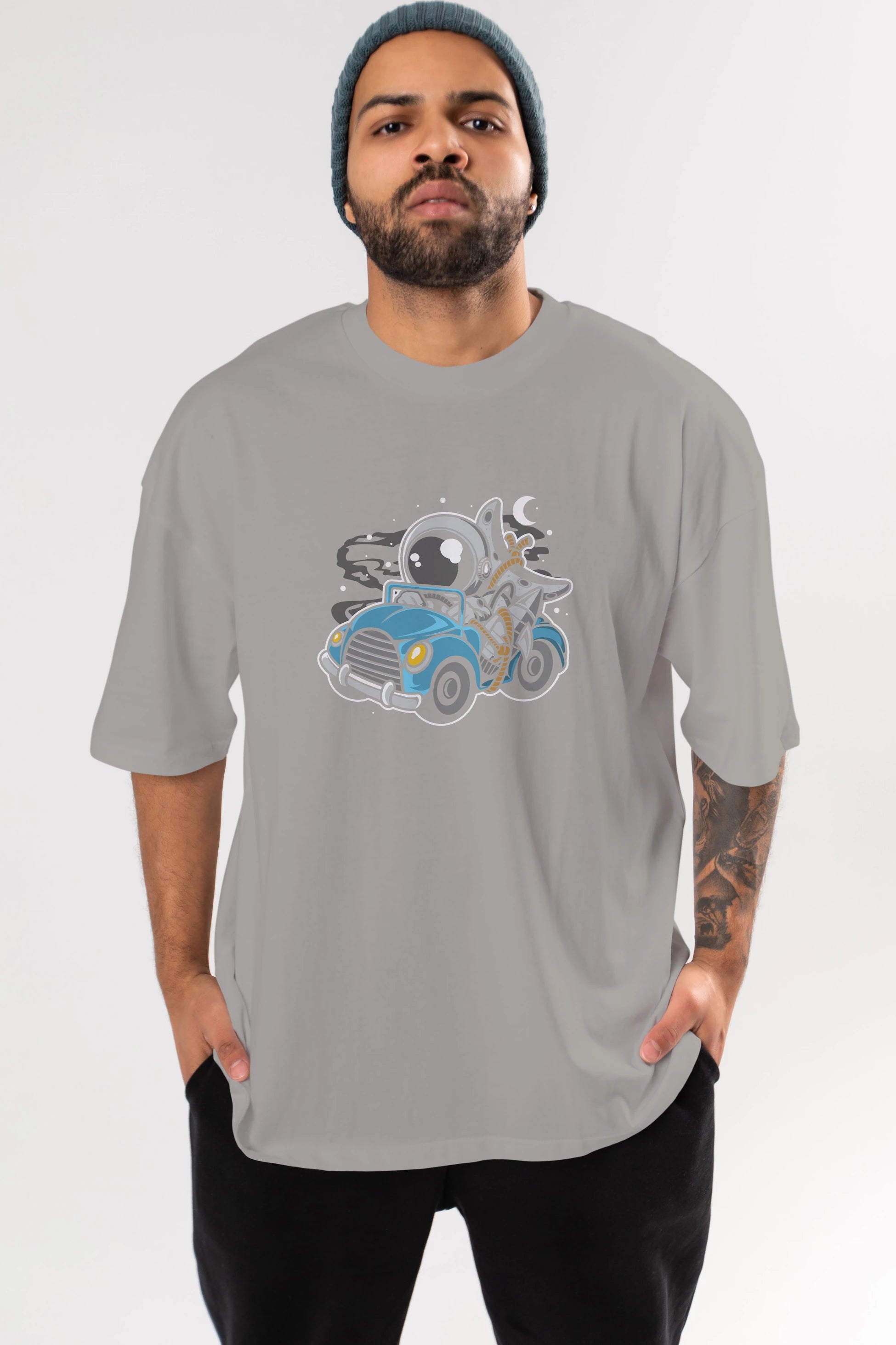 Astronaut Journey Ön Baskılı Oversize t-shirt Erkek Kadın Unisex