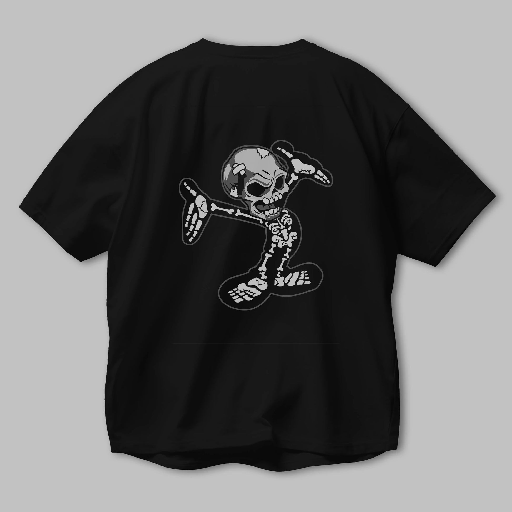 Skull Skeleton Arka Baskılı Oversize t-shirt Erkek Kadın Unisex %100 Pamuk tişort