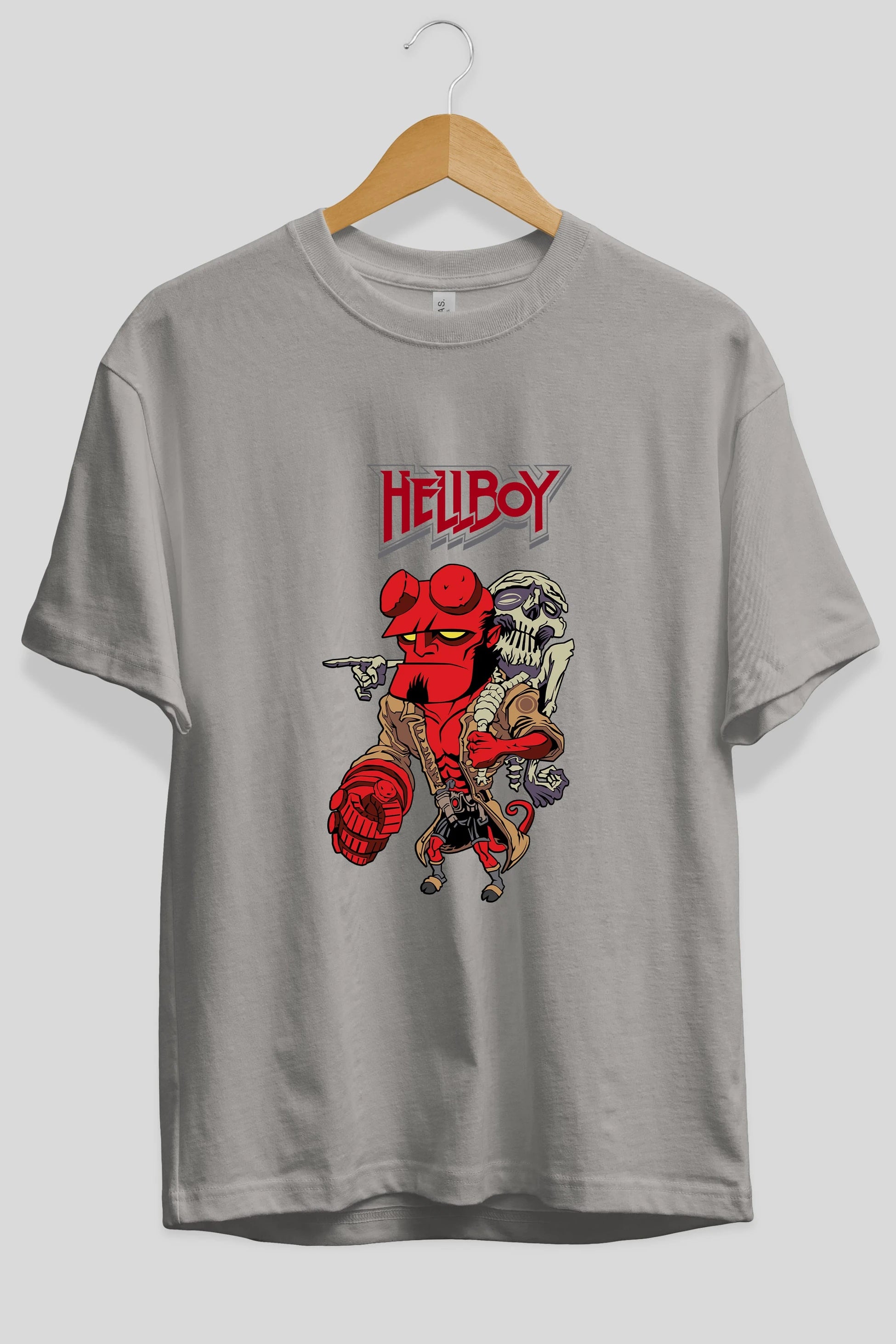 Hellboy (2) Ön Baskılı Oversize t-shirt Erkek Kadın Unisex %100 Pamuk Bisiklet Yaka tişort