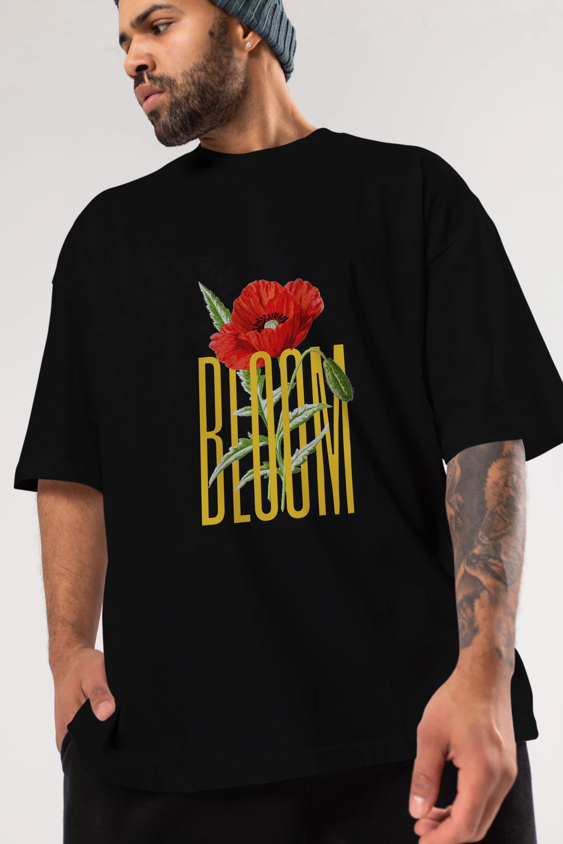 Bloom Flower Ön Baskılı Oversize t-shirt Erkek Kadın Unisex