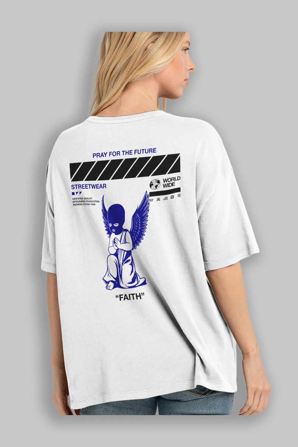 Pray for The Future Arka Baskılı Oversize t-shirt Erkek Kadın Unisex