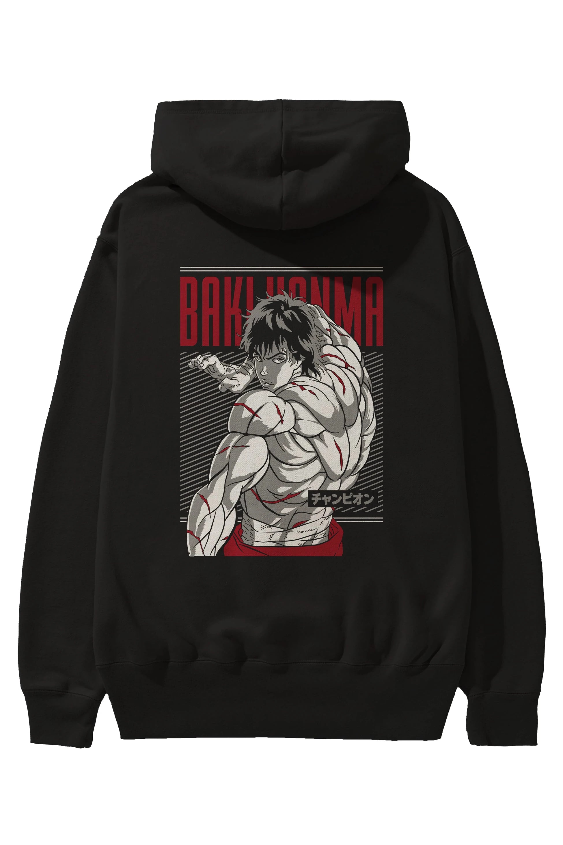 BAKI HANMA Anime Arka Baskılı Hoodie Oversize Kapüşonlu Sweatshirt Erkek Kadın Unisex