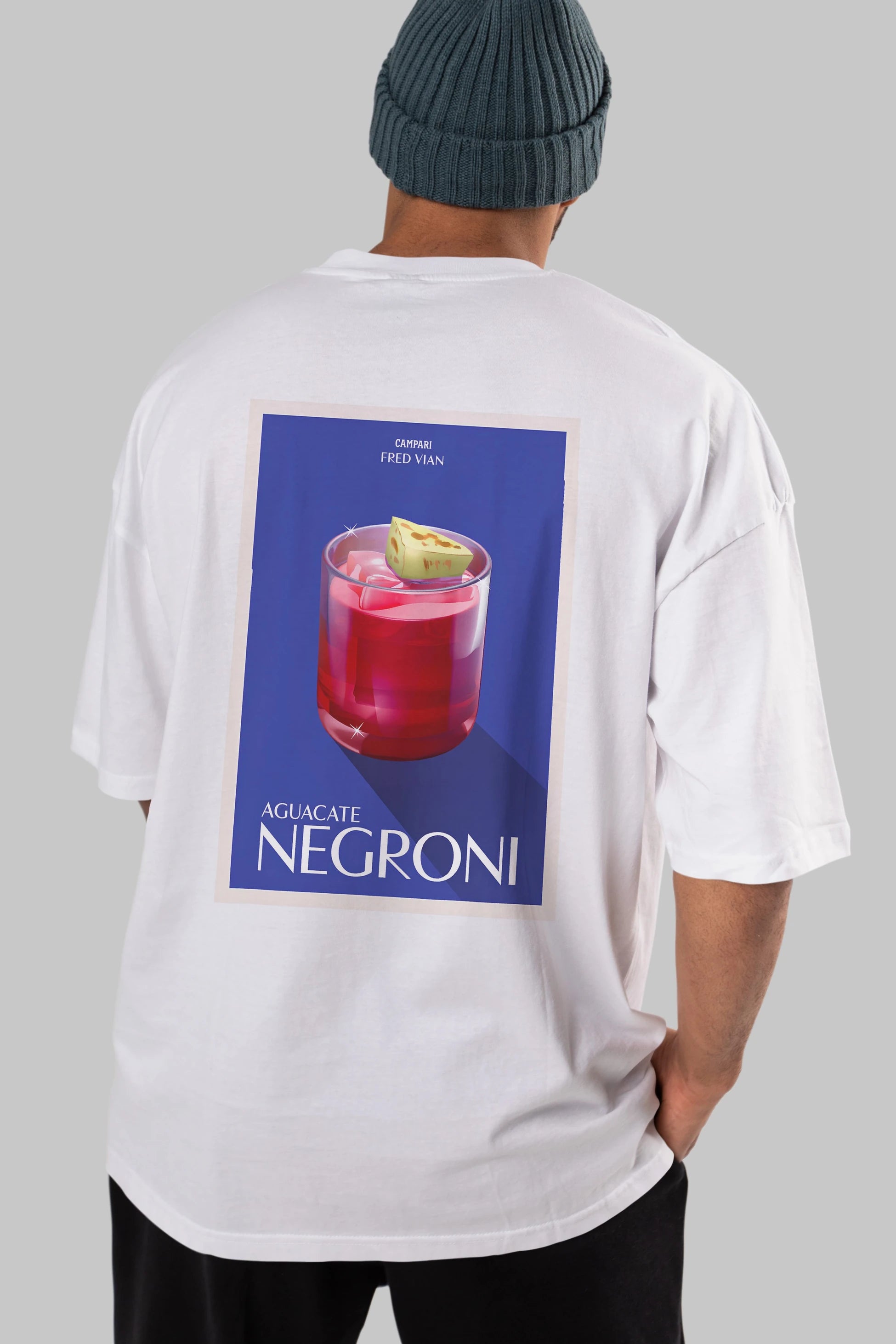 Aguacate Negroni Arka Baskılı Oversize t-shirt Erkek Kadın Unisex %100 Pamuk Bisiklet Yaka tişort