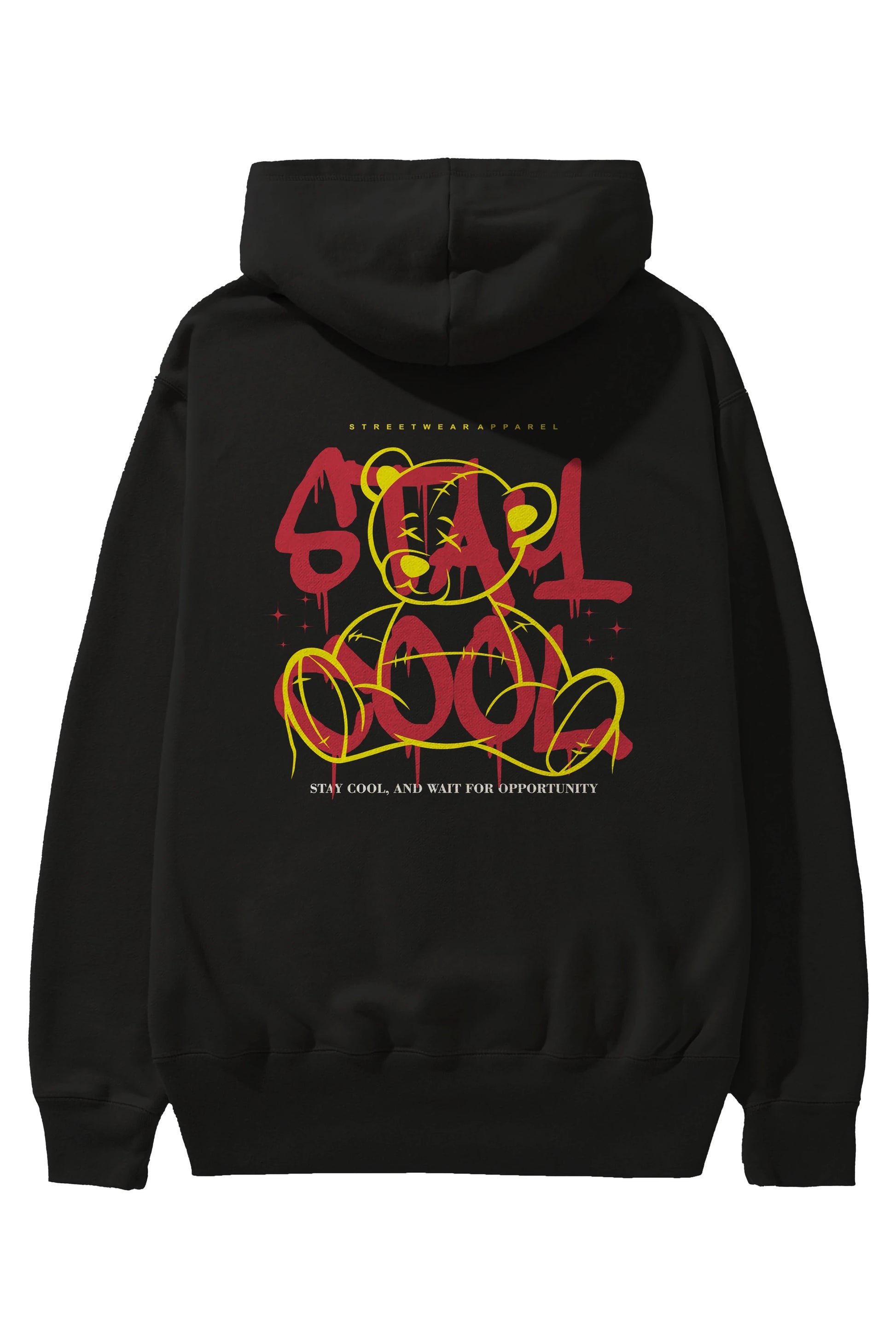 Teddy Bear Stay Cool 2 Arka Baskılı Hoodie Oversize Kapüşonlu Sweatshirt Erkek Kadın Unisex