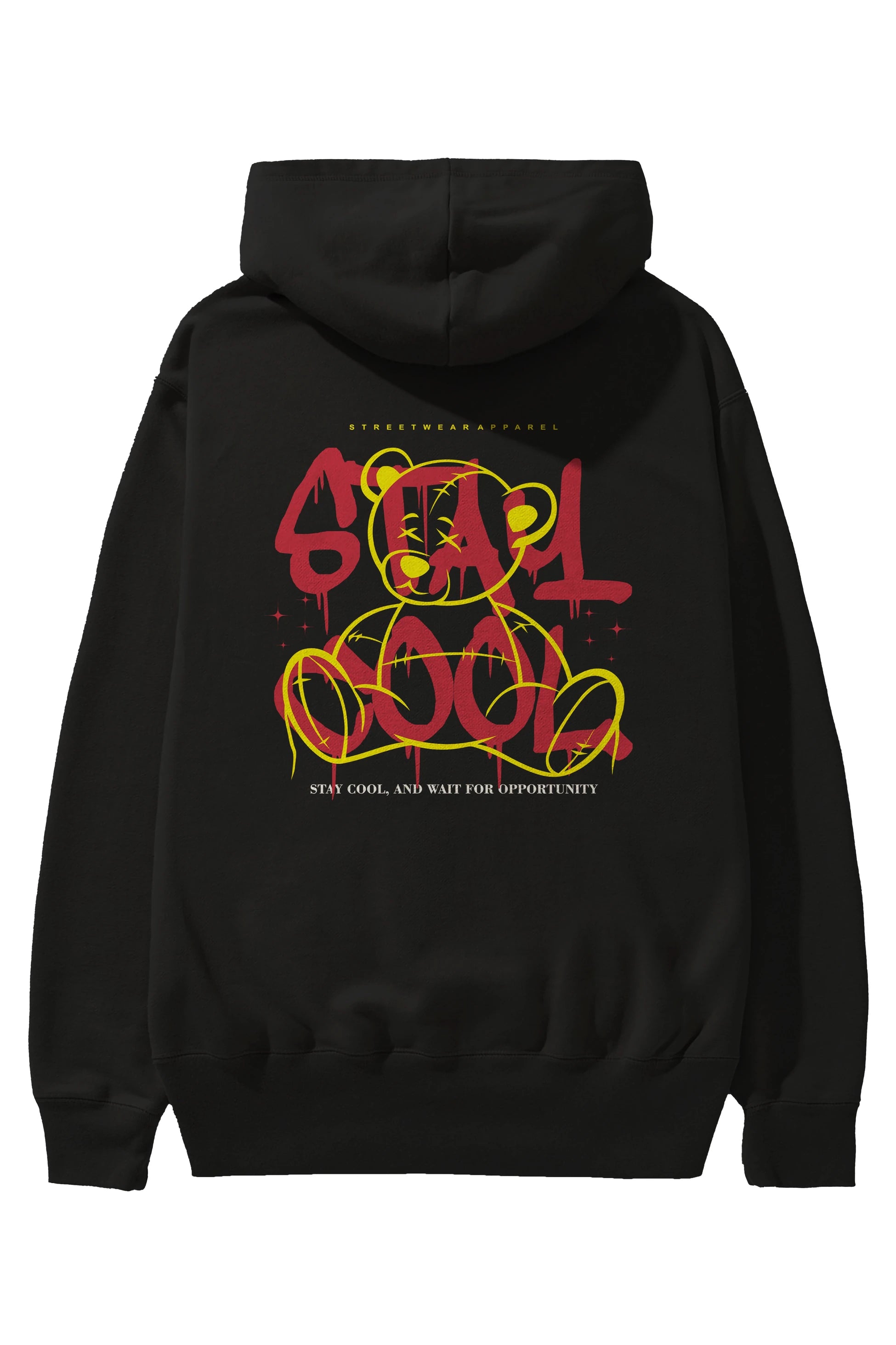 Teddy Bear Stay Cool 2 Arka Baskılı Hoodie Oversize Kapüşonlu Sweatshirt Erkek Kadın Unisex