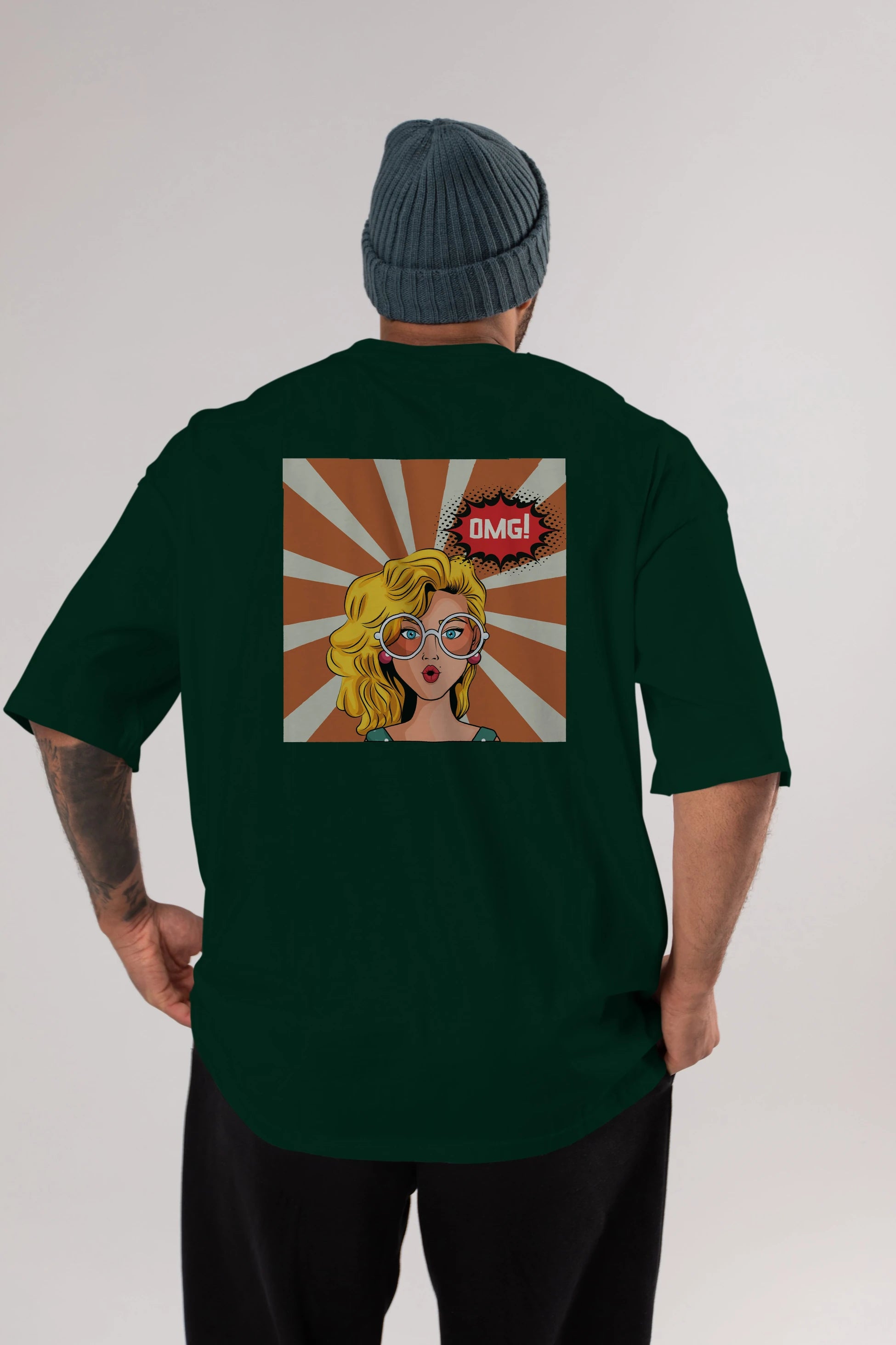 OMG Yazılı Retro Arka Baskılı Oversize t-shirt Erkek Kadın Unisex