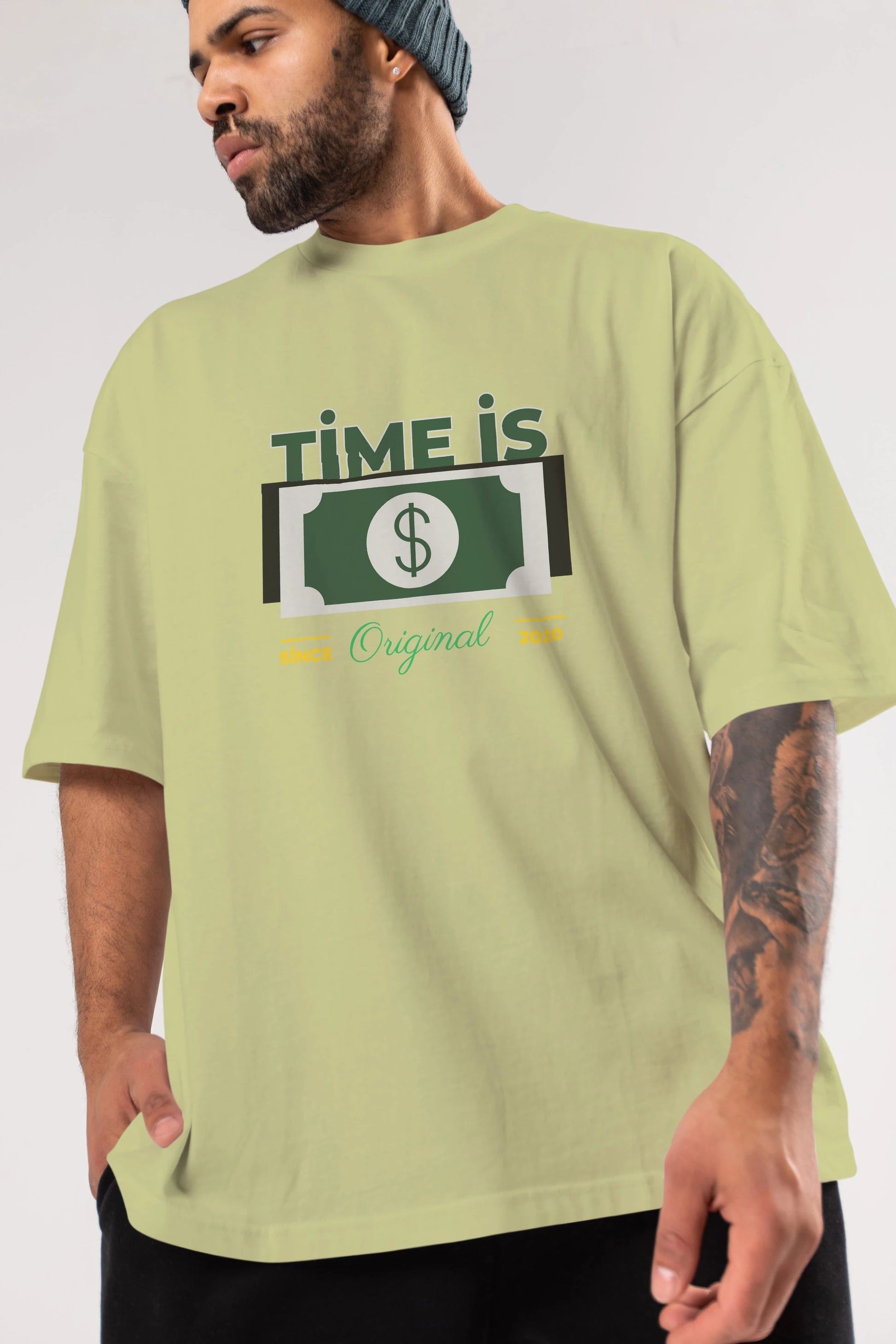 Time is Original Ön Baskılı Oversize t-shirt Erkek Kadın Unisex