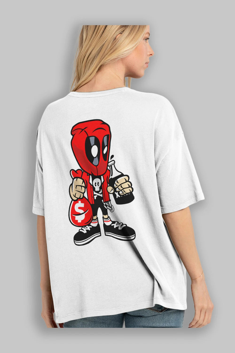 Deadpool (20) Arka Baskılı Oversize t-shirt Erkek Kadın Unisex %100 Pamuk Bisiklet Yaka tişort