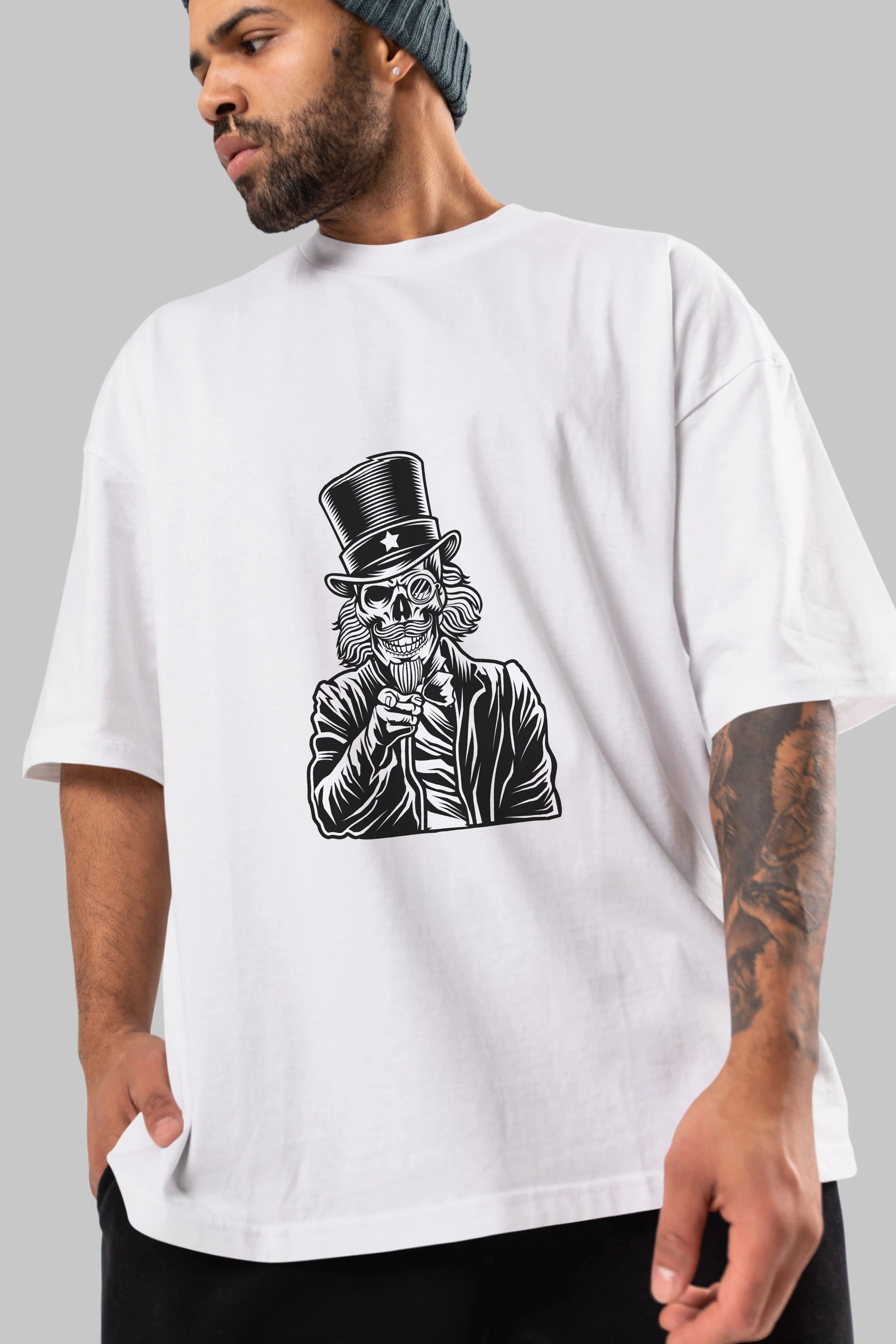 I Want You Skull Ön Baskılı Oversize t-shirt Erkek Kadın Unisex %100 Pamuk tişort